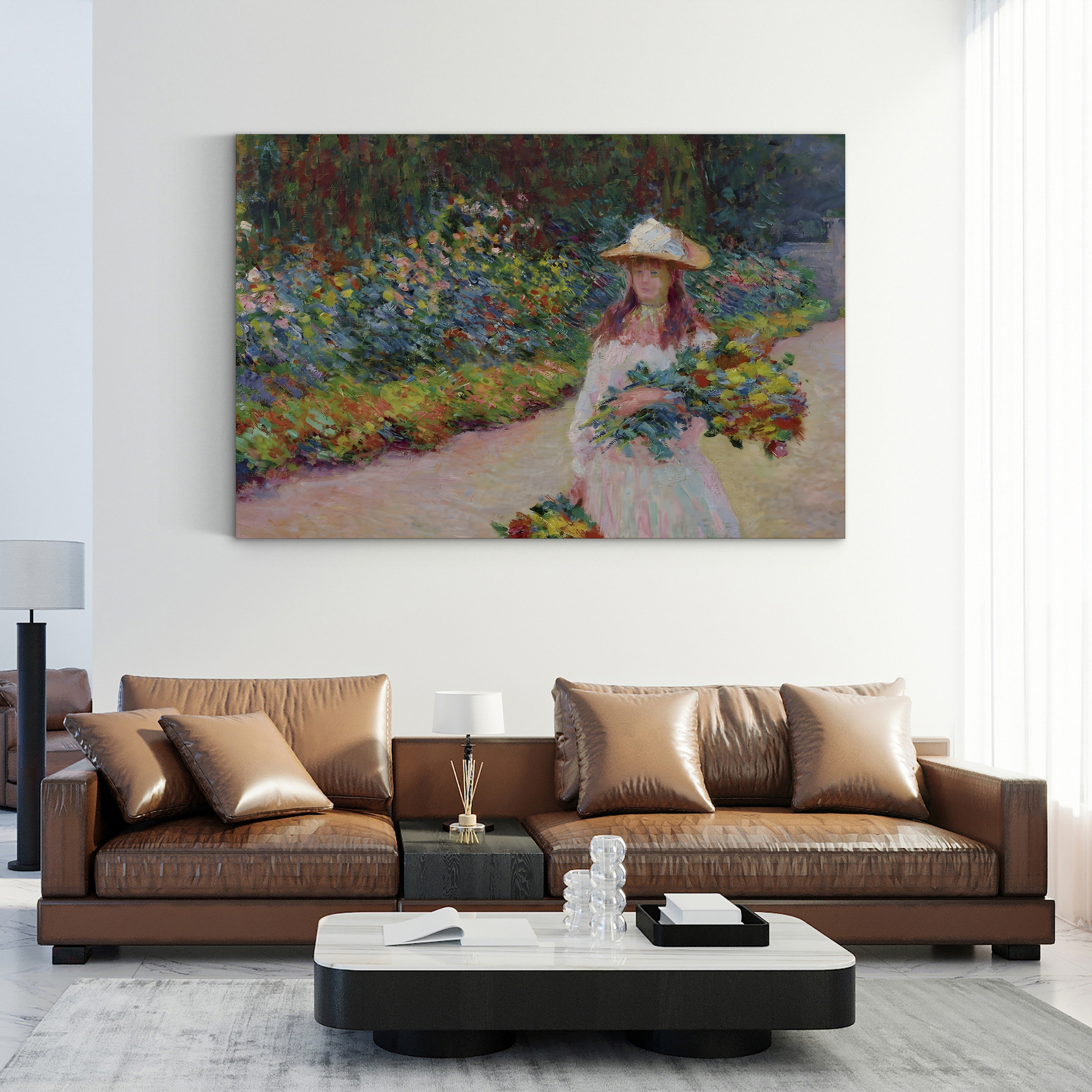 Jeune Fille dans le Jardin de Giverny, 1888 – Claude Monet Wall Art | Impressionist Garden Figure Canvas Print