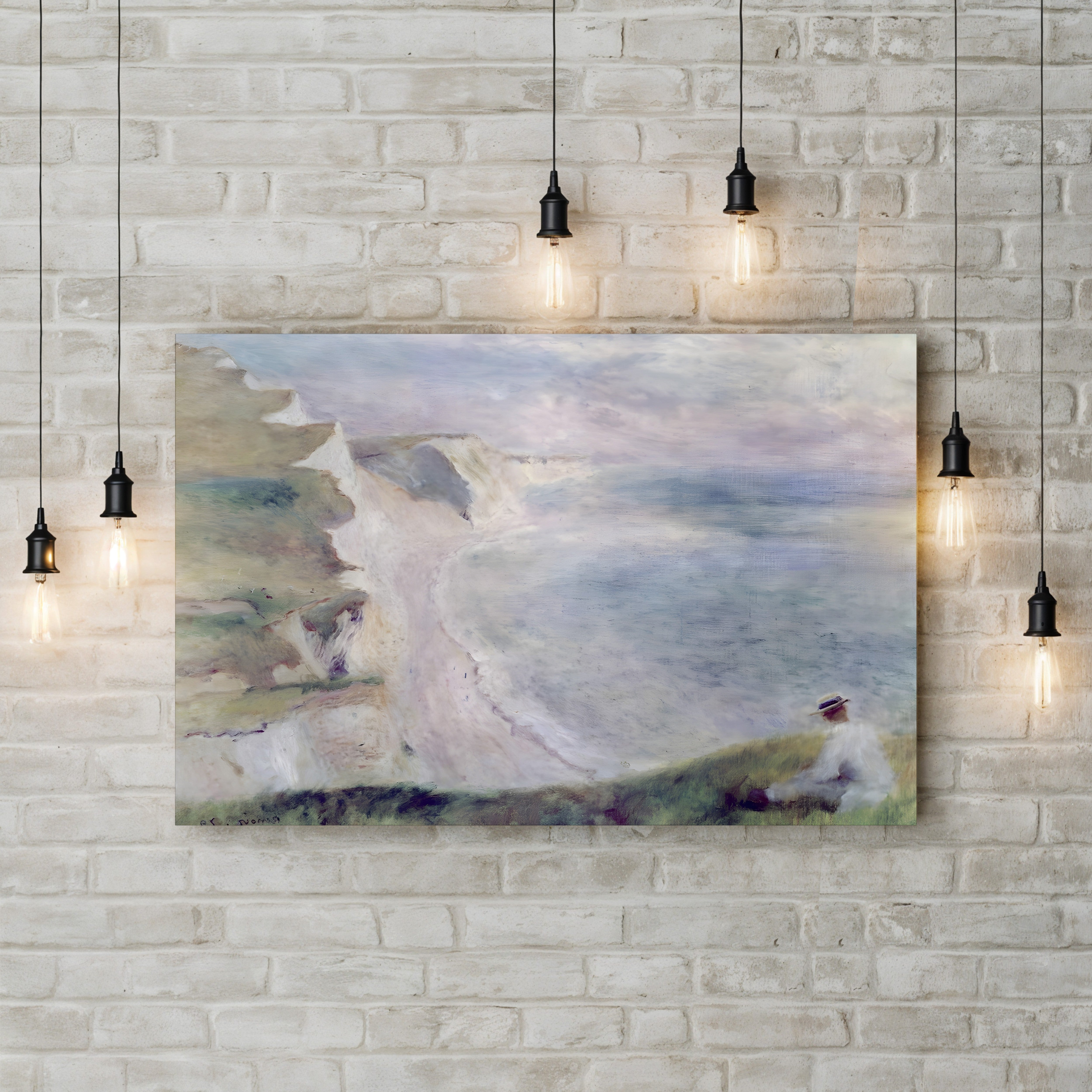 Cliffs at Pourville, 1879 – Pierre-Auguste Renoir Wall Art | Impressionist Coastal Canvas Print