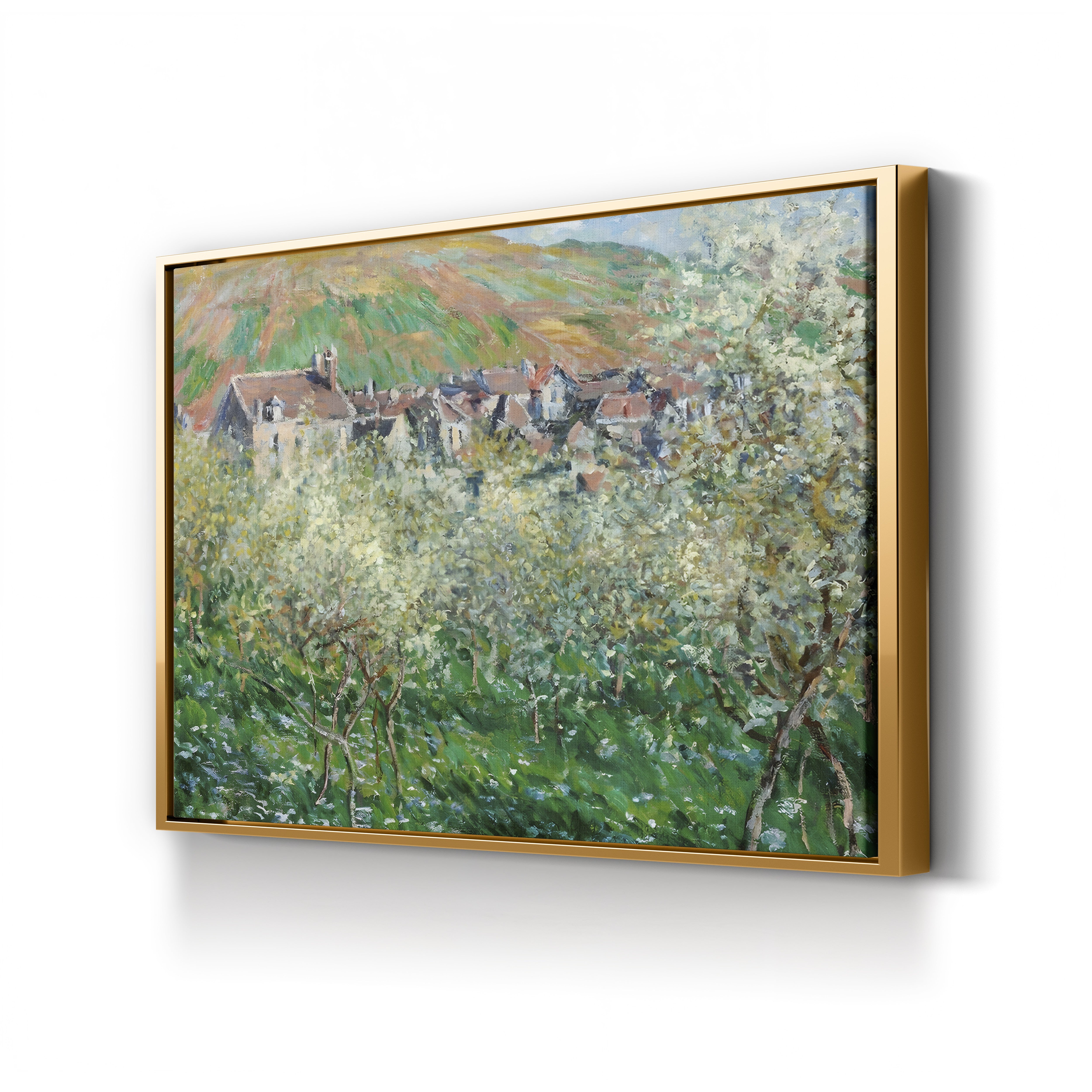 Flowering Plum Trees, 1879 – Claude Monet Wall Art | Impressionist Spring Blossom Canvas Print