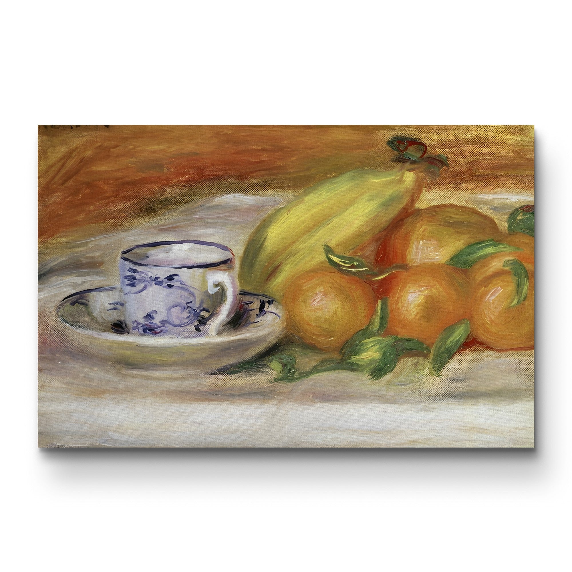 Fruit with Cup and Saucer, 1913 – Pierre-Auguste Renoir Wall Art | Late Impressionist Still Life Canvas Print