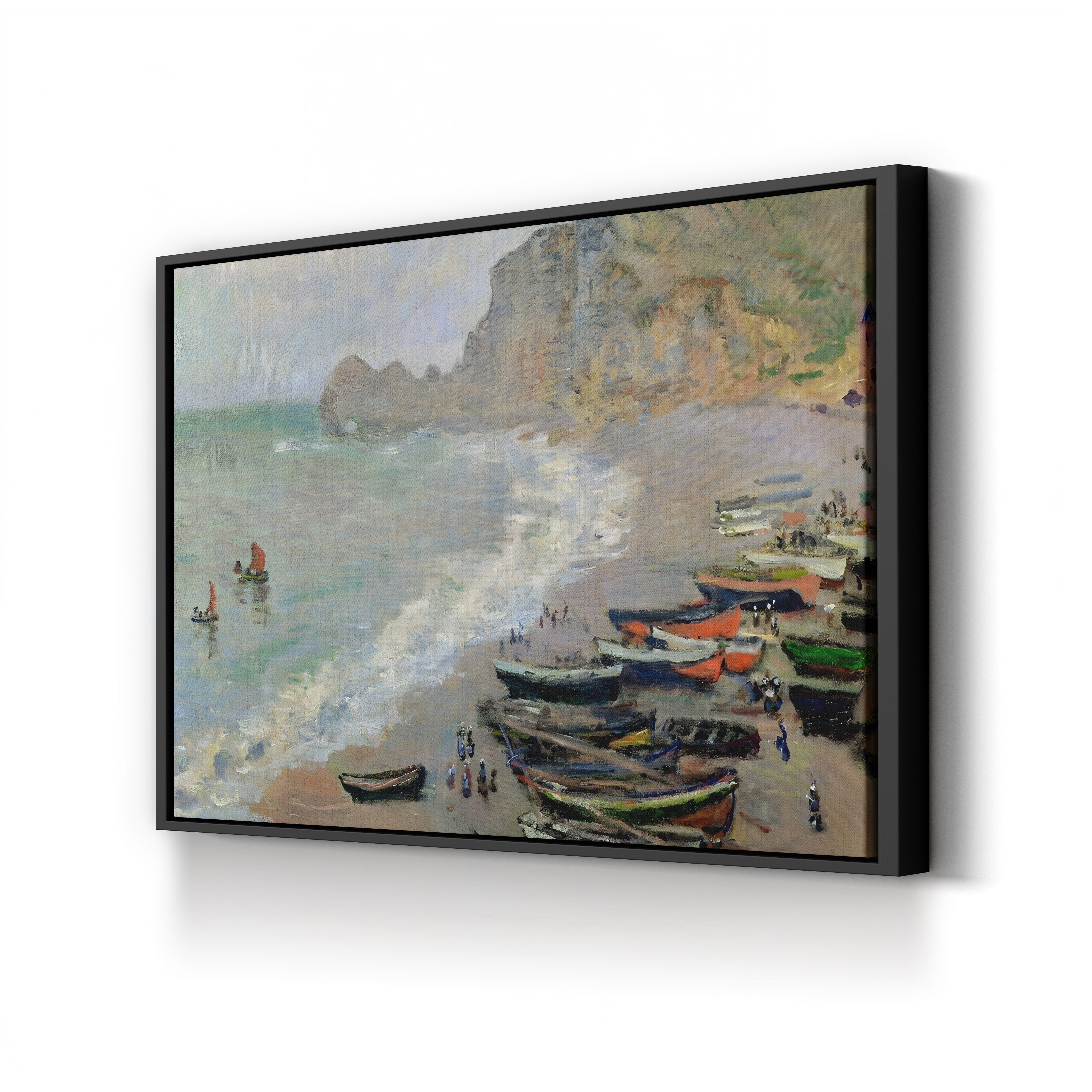 Étretat Beach and the Porte d'Amont, 1883 – Claude Monet Wall Art | Impressionist Normandy Cliff Print