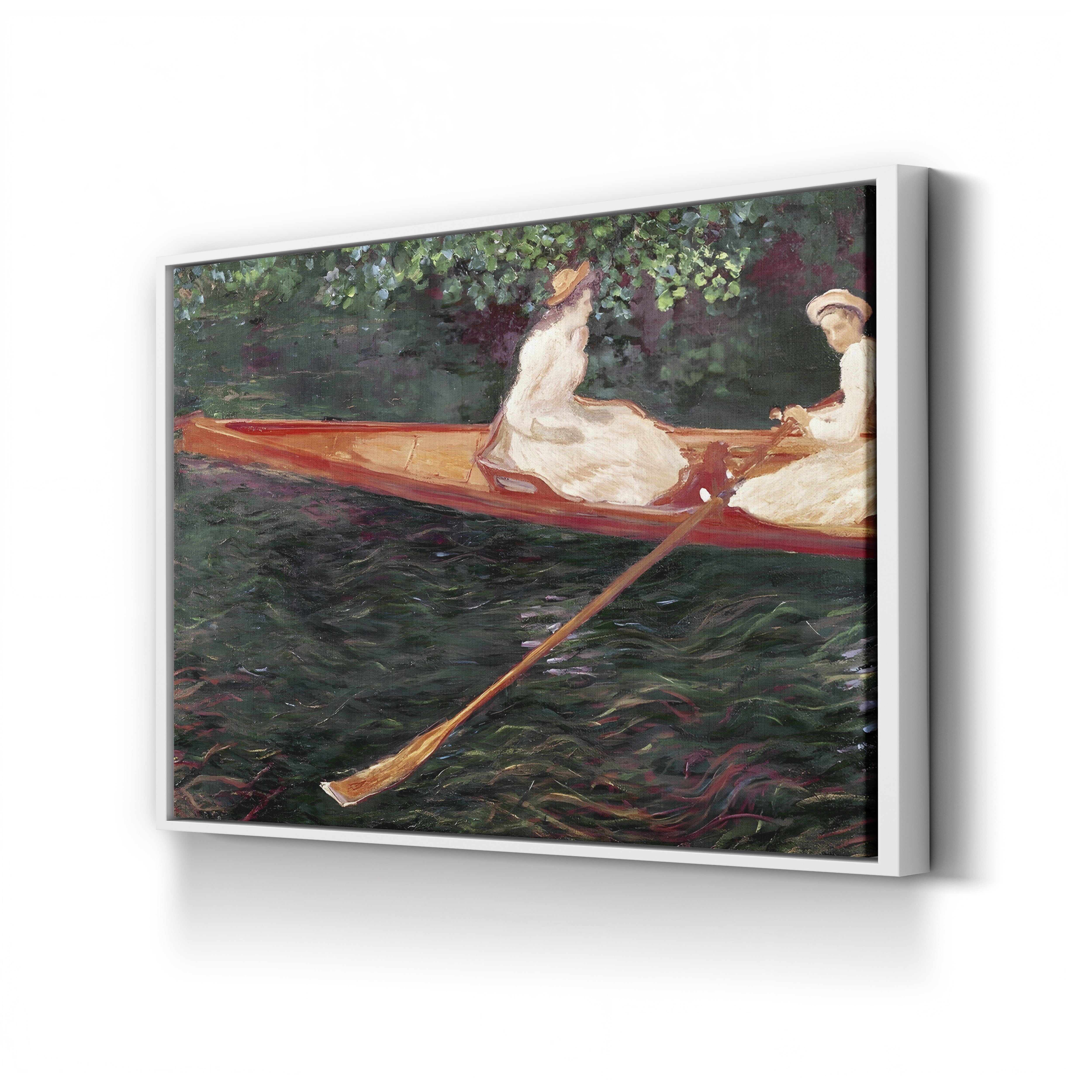 Boating on the River Epte, c. 1889-90 – Claude Monet Wall Art | Impressionist Riverside Canvas Print