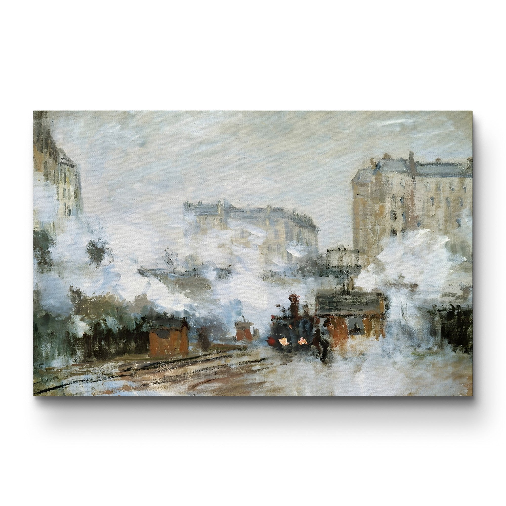 Exterior of the Gare Saint-Lazare, Arrival of a Train, 1877 – Claude Monet Wall Art | Impressionist Railway Print