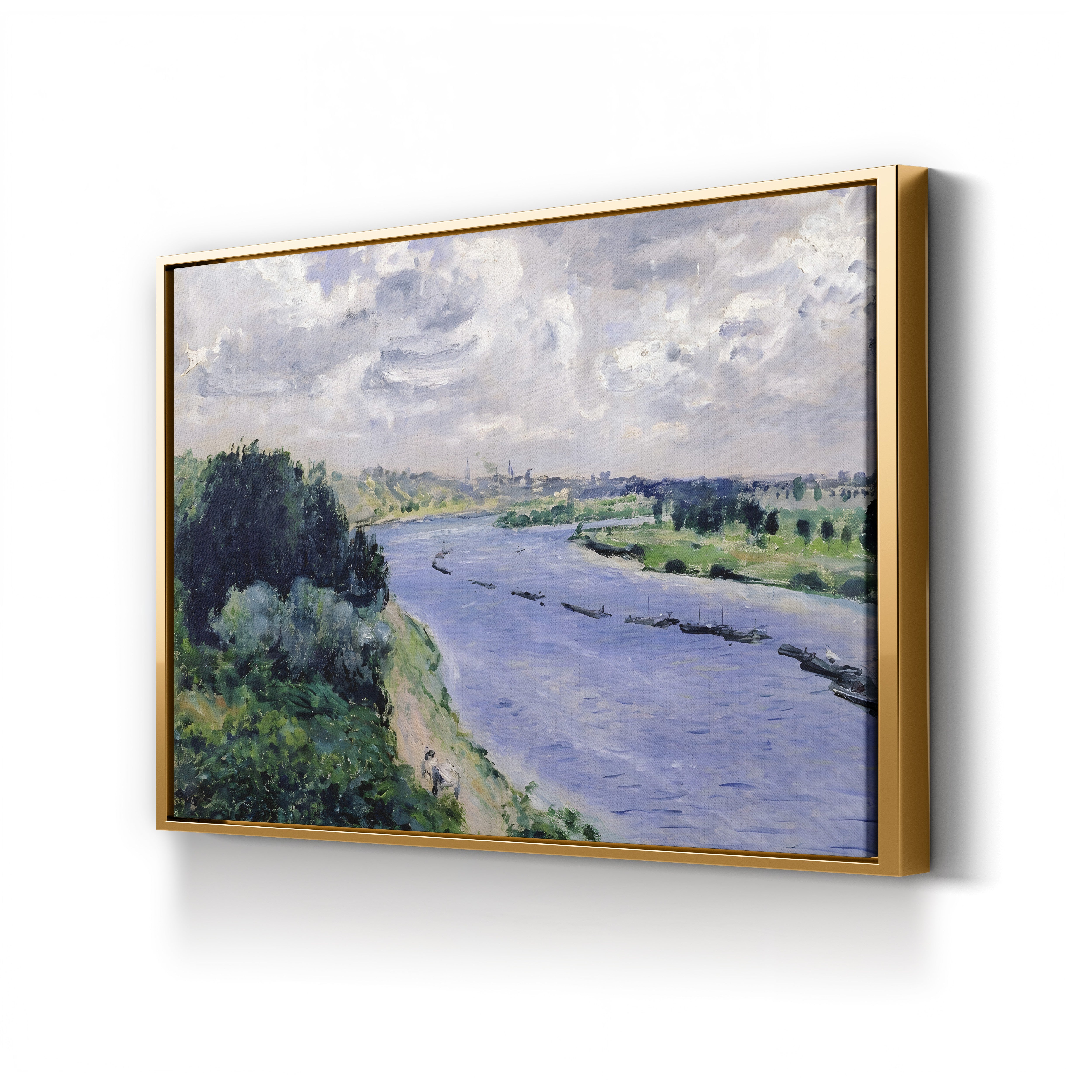 Barges on the Seine, c. 1869 – Pierre-Auguste Renoir Wall Art | Impressionist River Canvas Print