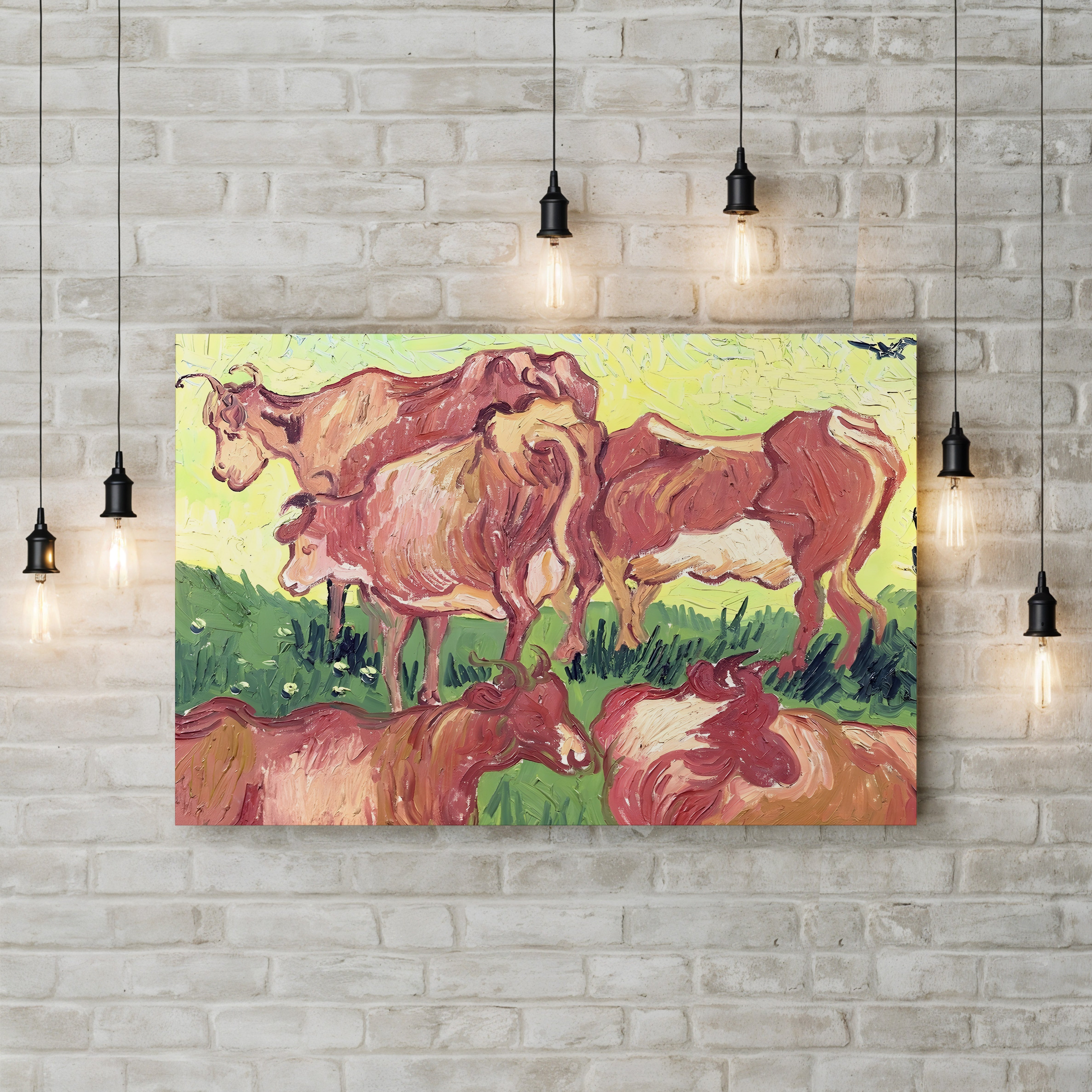 Cows, 1890 – Vincent van Gogh Wall Art | Post-Impressionist Animal Canvas Print