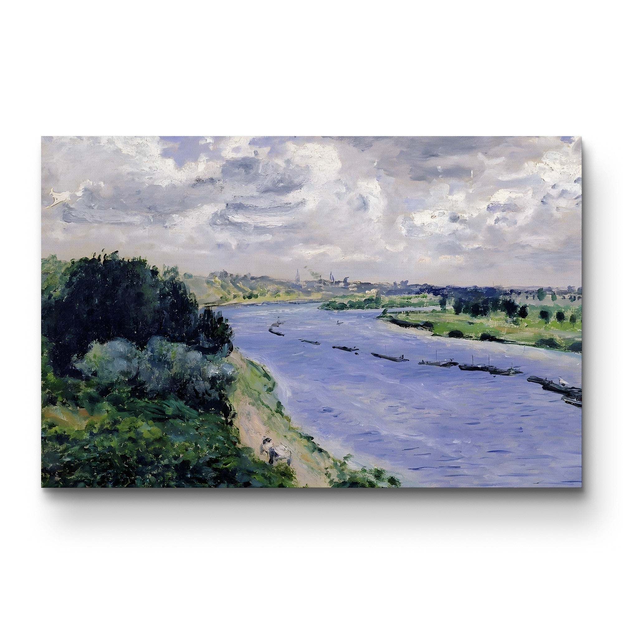 Barges on the Seine, c. 1869 – Pierre-Auguste Renoir Wall Art | Impressionist River Canvas Print