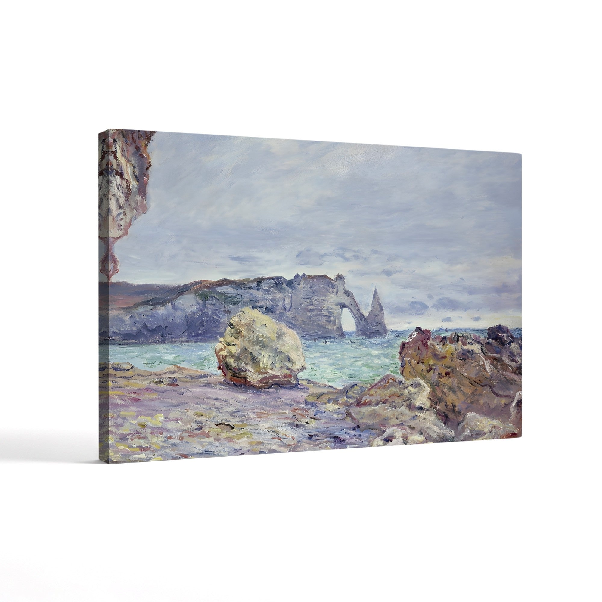 Étretat, the Beach and the Porte d'Aval, 1884 – Claude Monet Wall Art | Iconic Impressionist Normandy Cliff Canvas Print