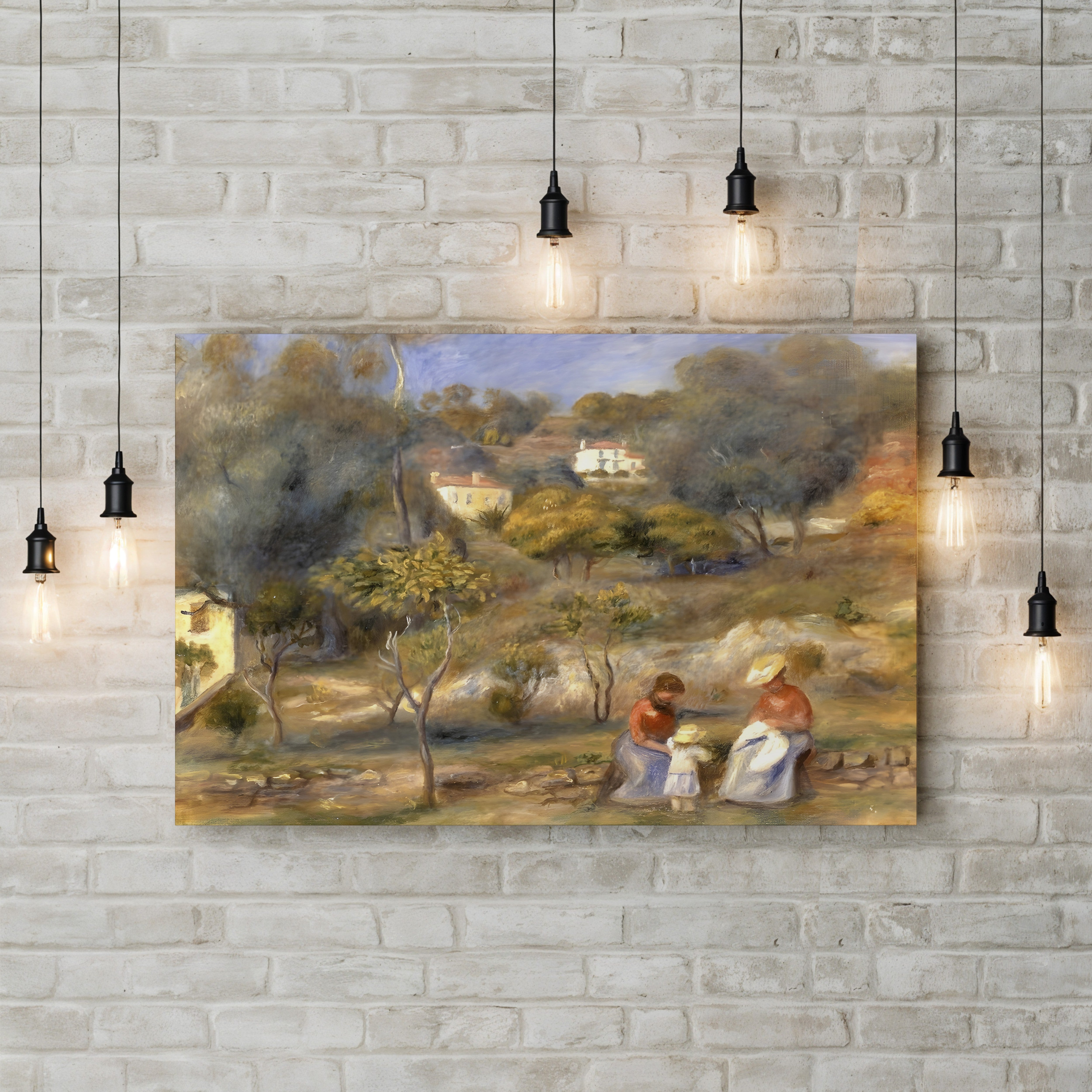 Two Women and a Child in a Landscape, 1902 – Pierre-Auguste Renoir Wall Art | Impressionist Figural Canvas Print