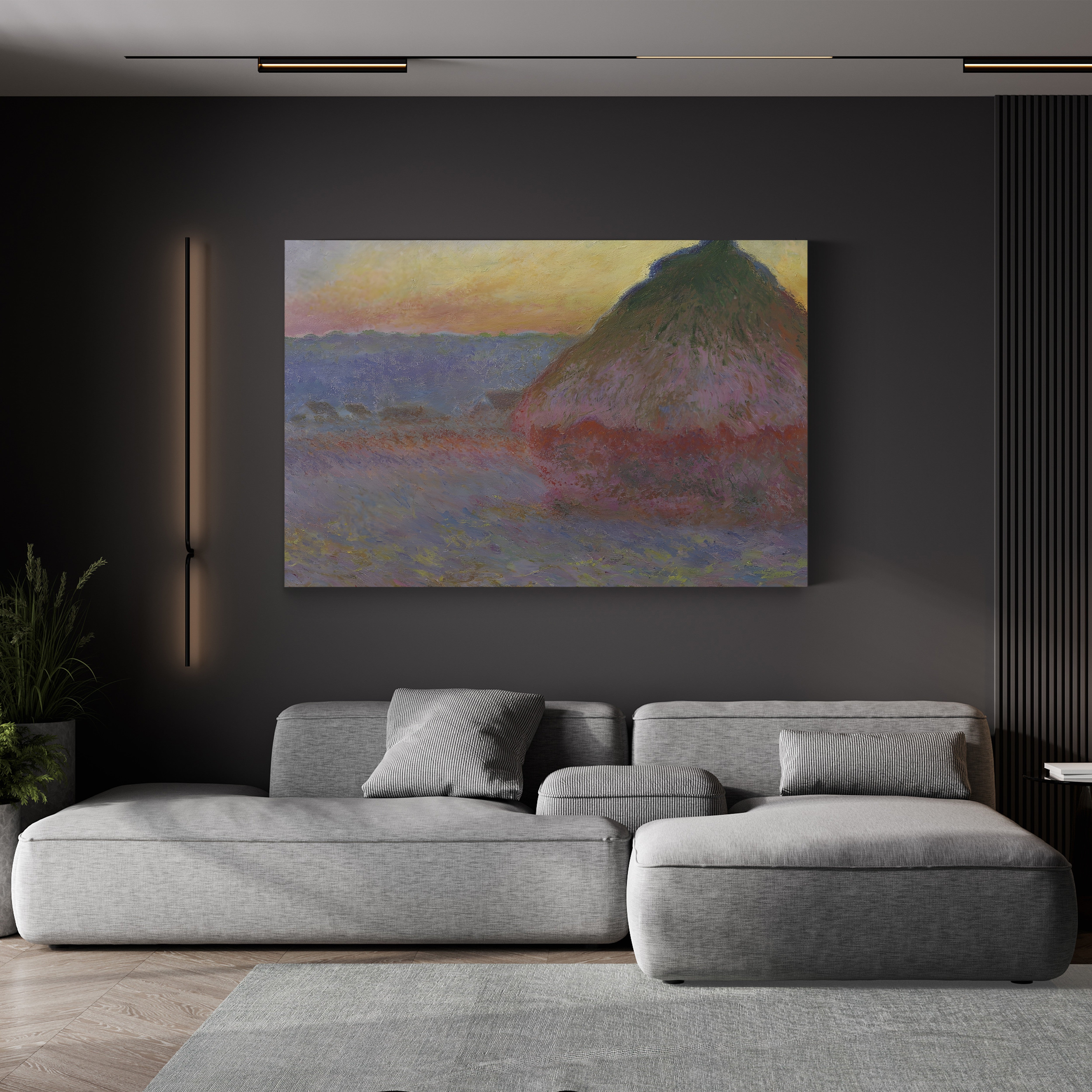 Haystacks, Pink and Blue Impressions, 1891 – Claude Monet Wall Art | Impressionist Series Canvas Print