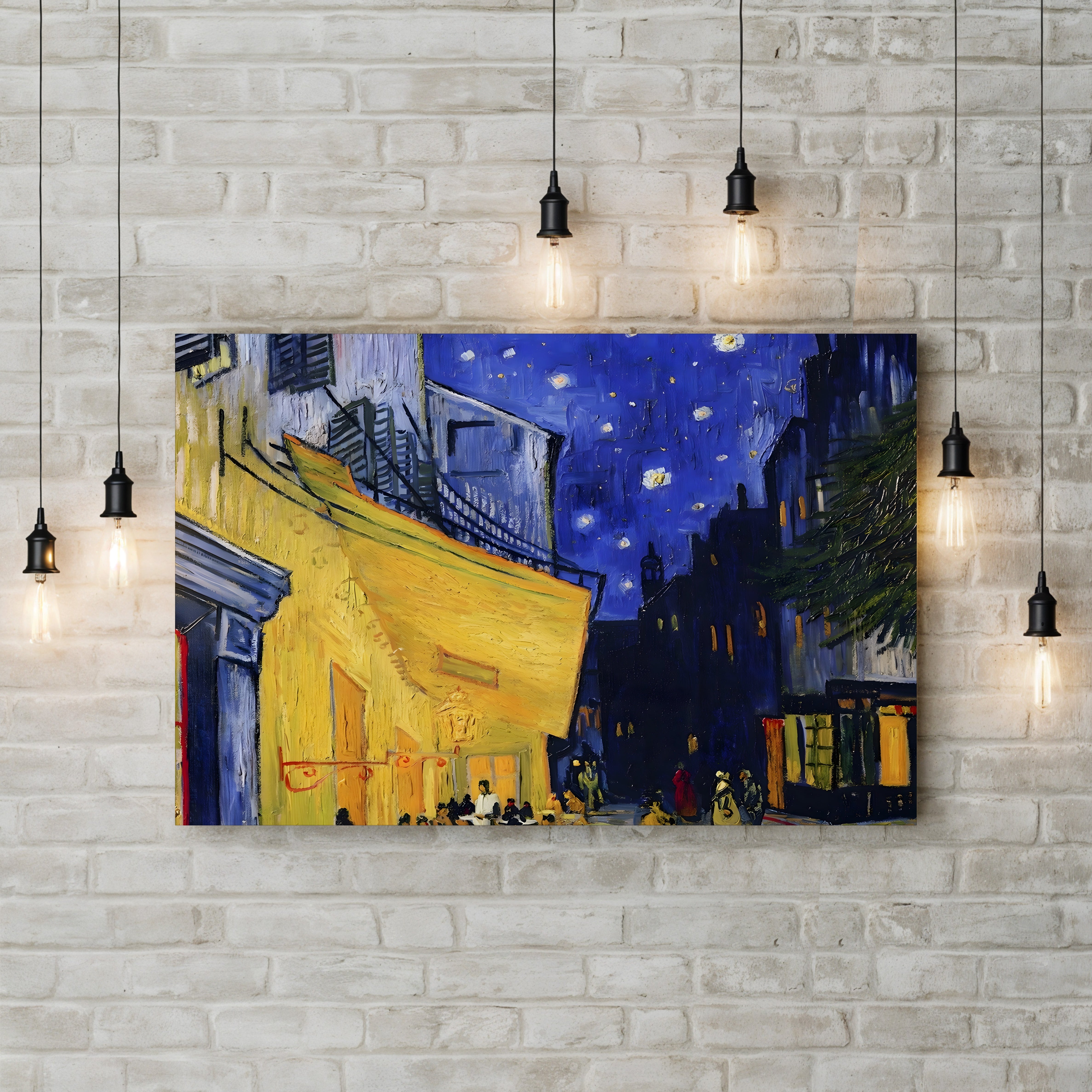 Detail of Café Terrace, Place du Forum, Arles – Vincent van Gogh Wall Art | Post-Impressionist Nocturne Canvas Print