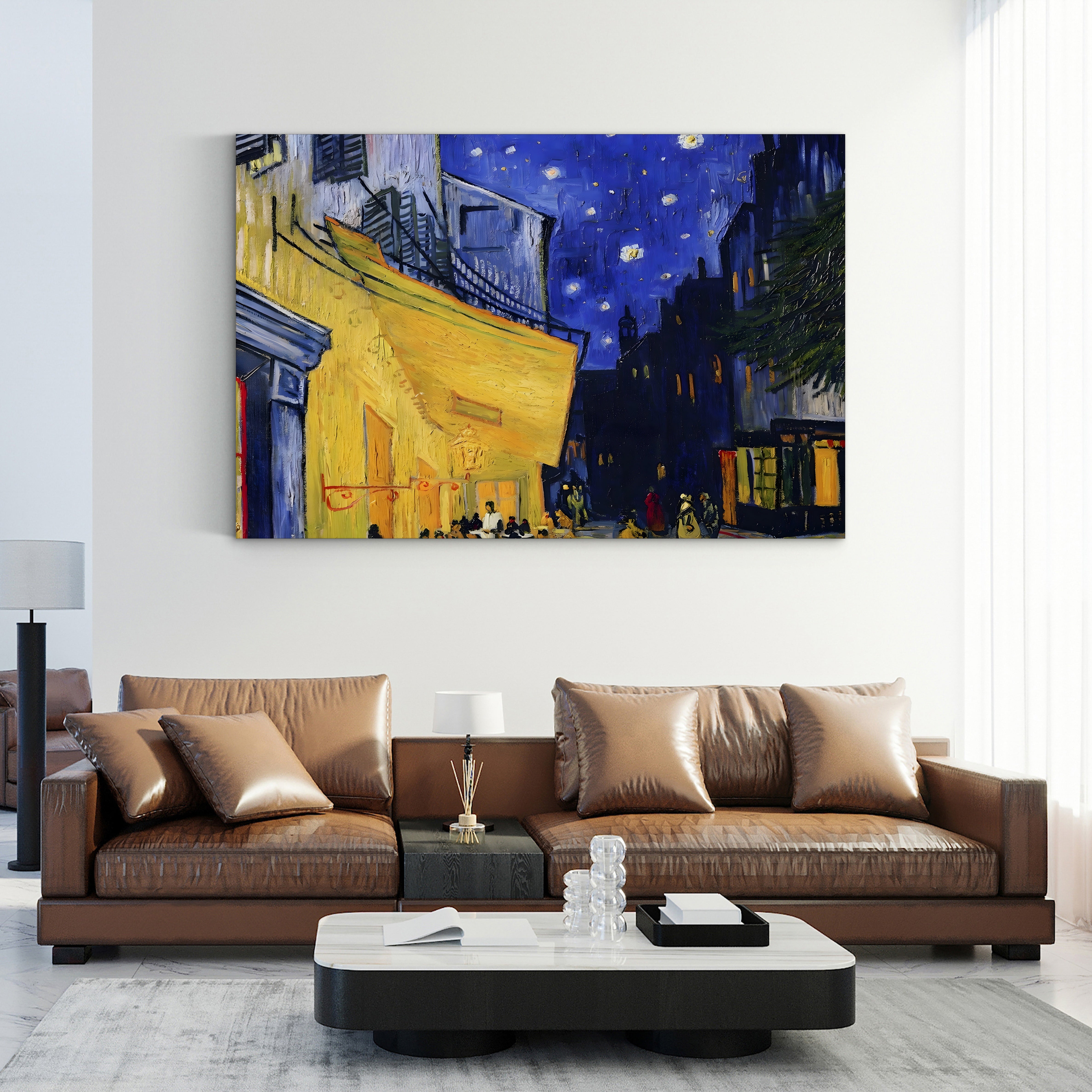 Detail of Café Terrace, Place du Forum, Arles – Vincent van Gogh Wall Art | Post-Impressionist Nocturne Canvas Print