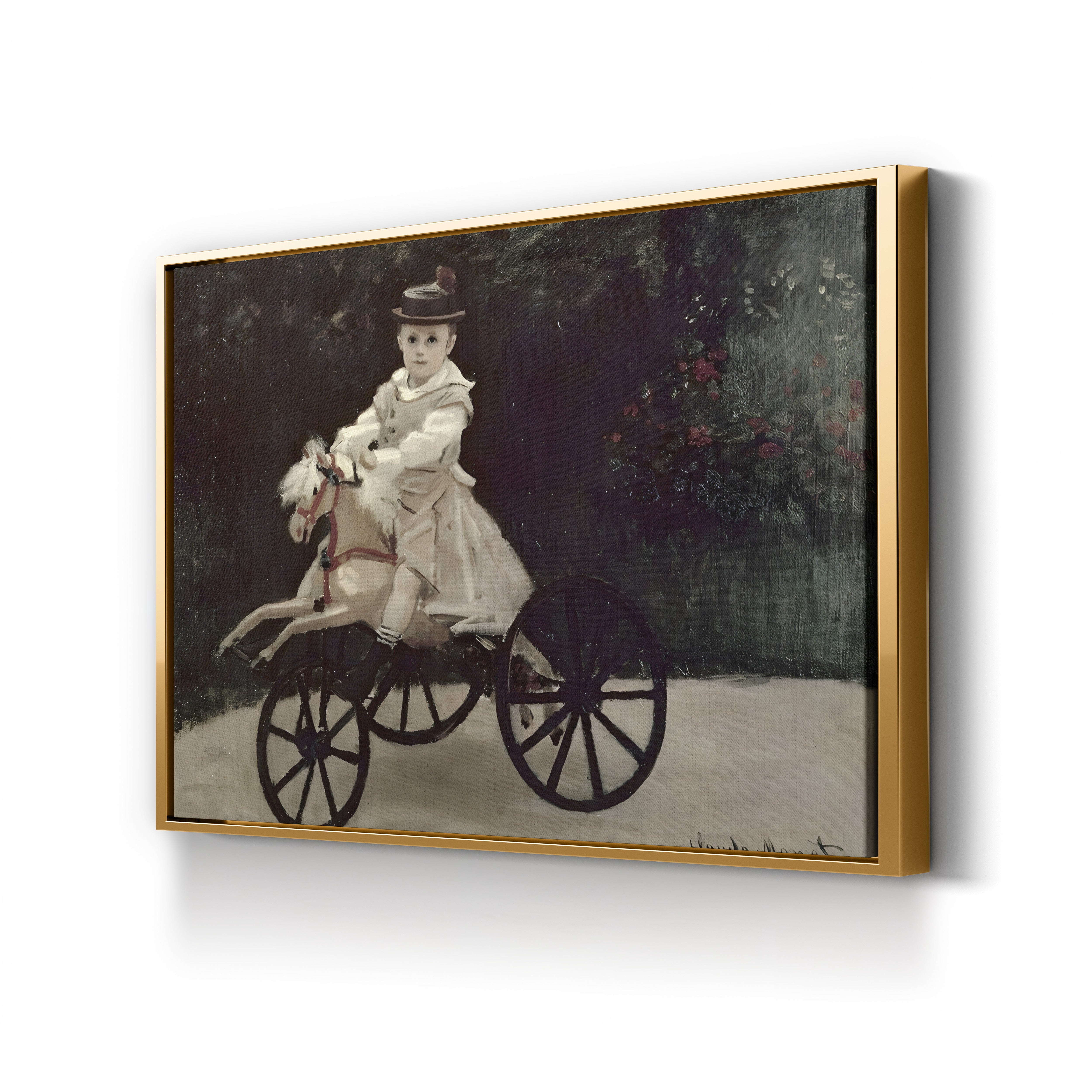 Jean Monet on His Hobby Horse, 1872 – Claude Monet Wall Art | Impressionist Childhood Scene Canvas Print