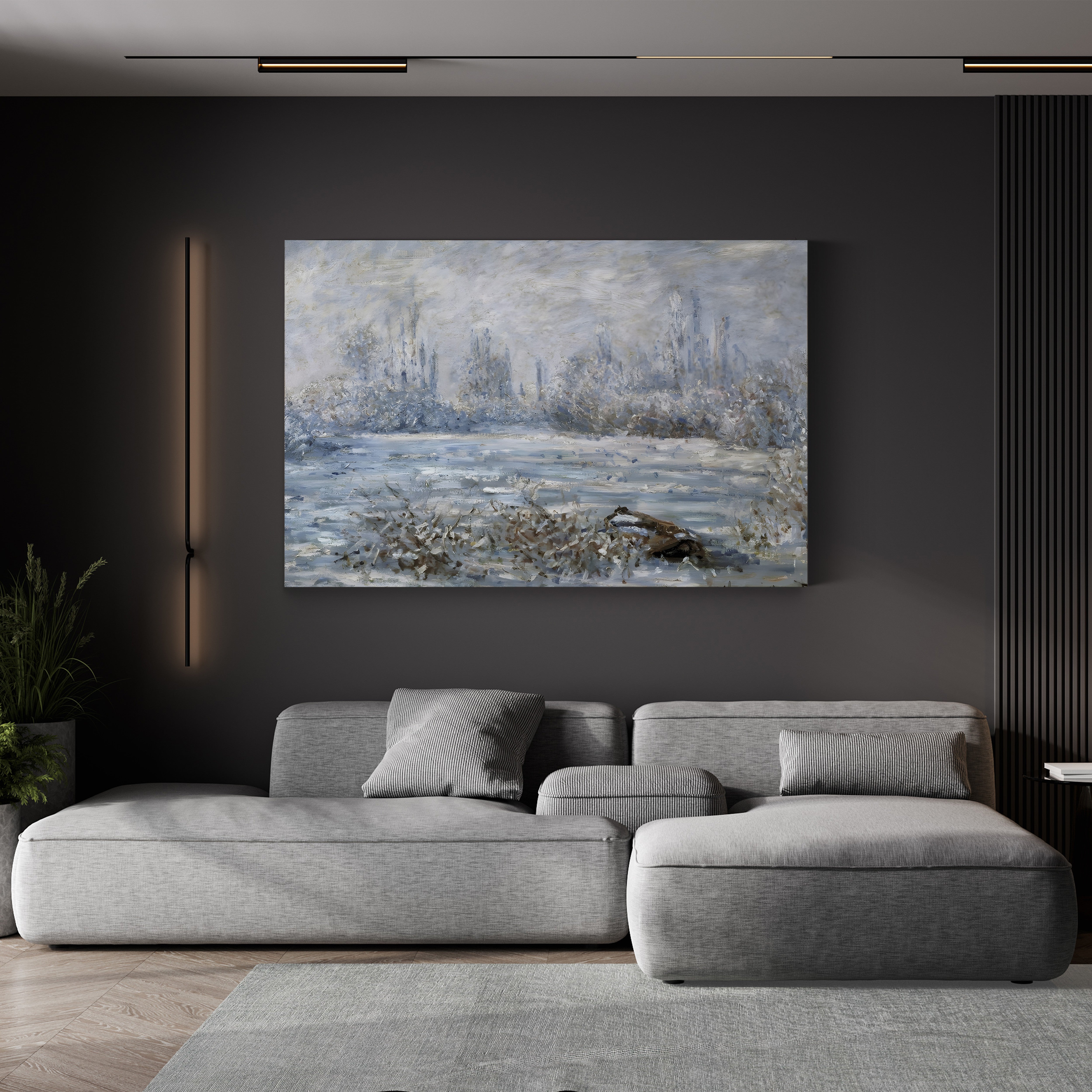 Frost near Vétheuil – Claude Monet Wall Art | Impressionist Winter Landscape Canvas Print