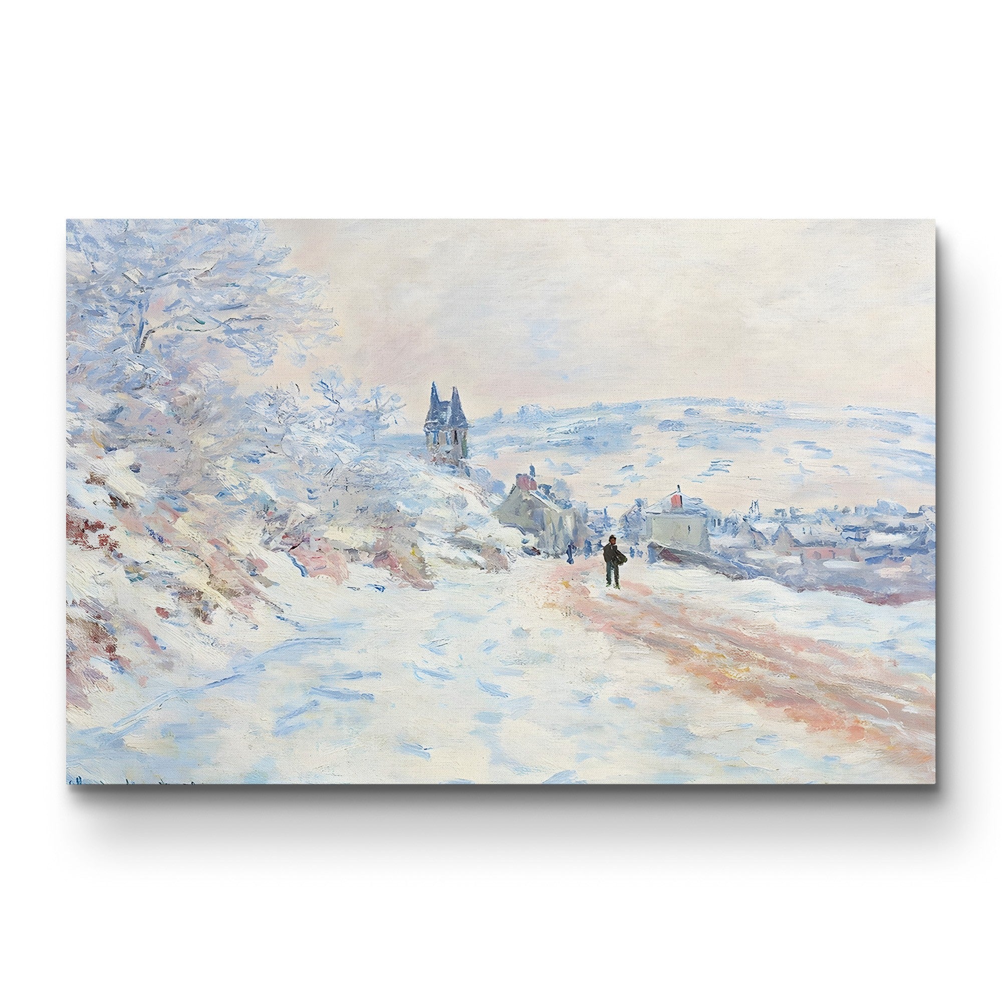 La Route de Vétheuil, Effet de Neige, 1879 – Claude Monet Wall Art | Atmospheric Impressionist Winter Snow Canvas Print