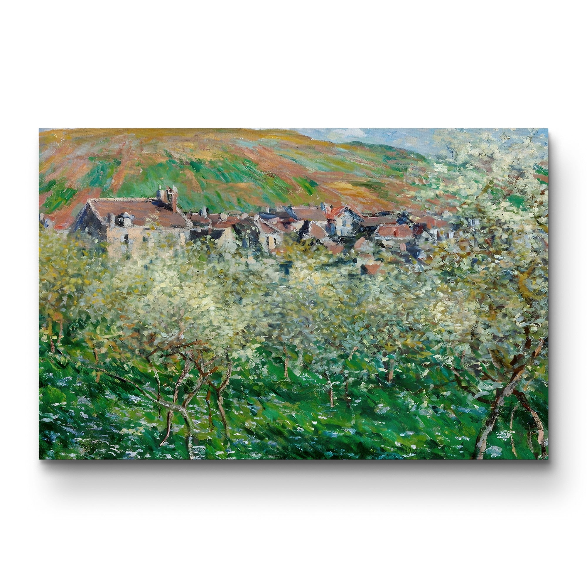 Flowering Plum Trees, 1879 – Claude Monet Wall Art | Impressionist Spring Blossom Canvas Print