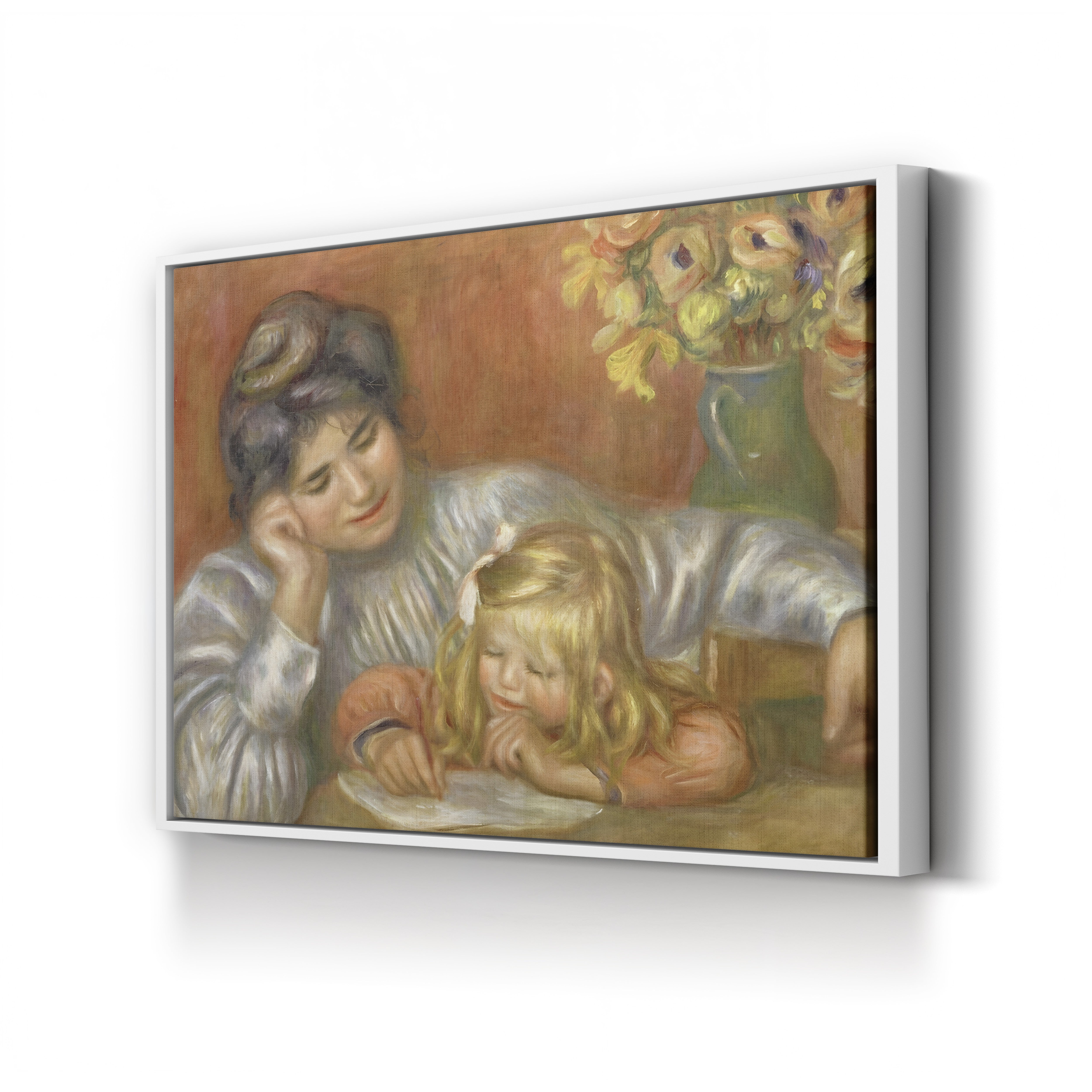 The Writing Lesson, Gabrielle and Claude, 1905 – Pierre-Auguste Renoir Wall Art | Impressionist Family Canvas Print