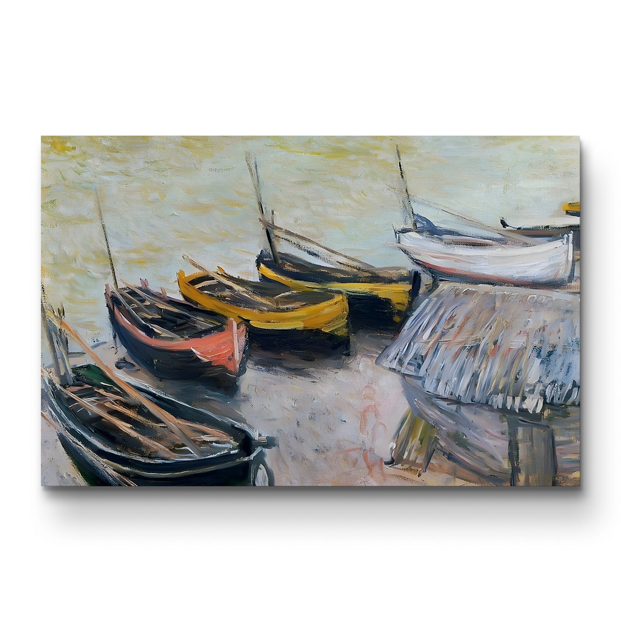 Boats on the Beach, 1883 – Claude Monet Wall Art | Impressionist Norman Coastal Canvas Print