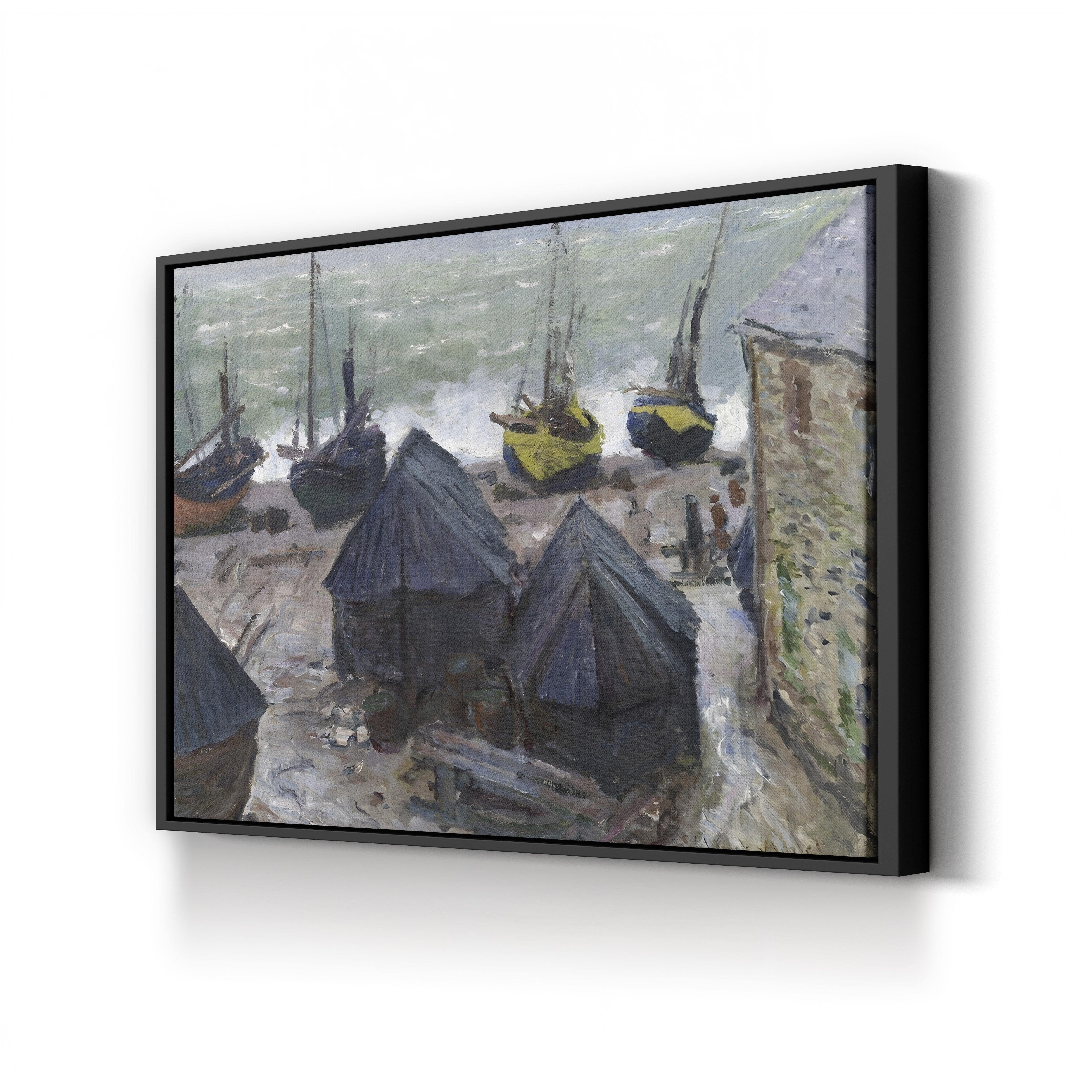 Boats on the Beach at Étretat, 1885 – Claude Monet Wall Art | Impressionist Normandy Coastal Canvas Print
