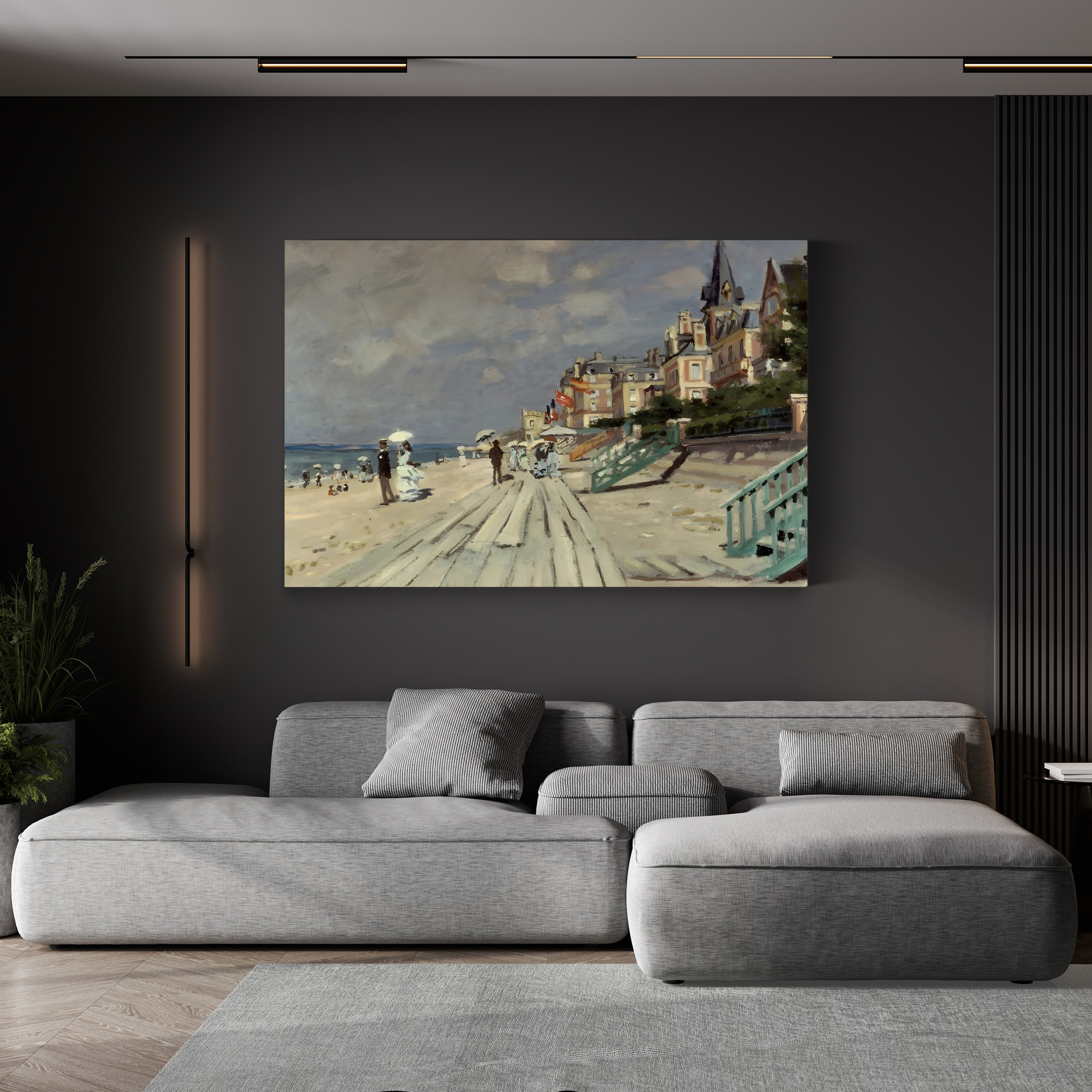 Beach at Trouville – Claude Monet Wall Art | Early Impressionist Norman Beach Canvas Print
