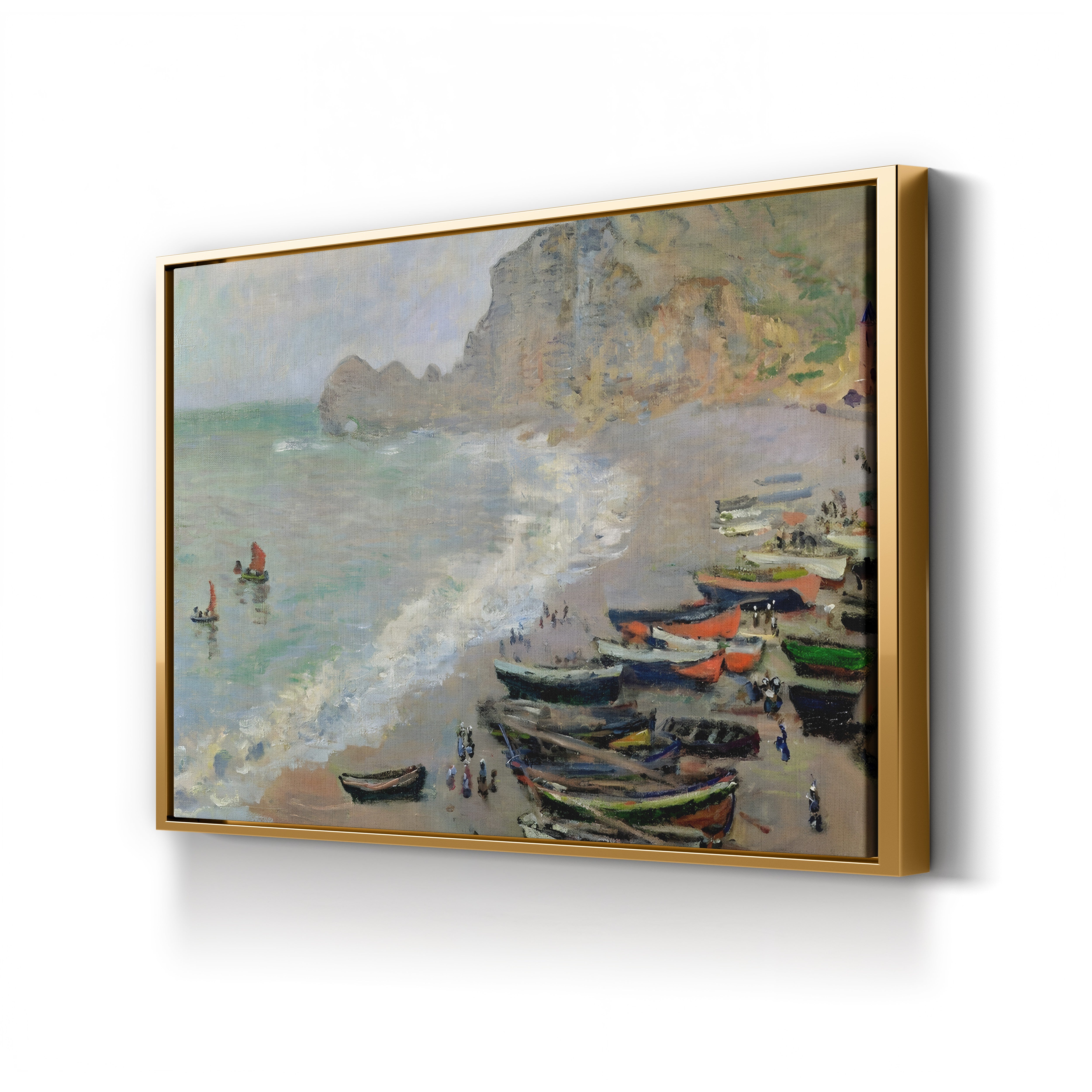 Étretat Beach and the Porte d'Amont, 1883 – Claude Monet Wall Art | Impressionist Normandy Cliff Print