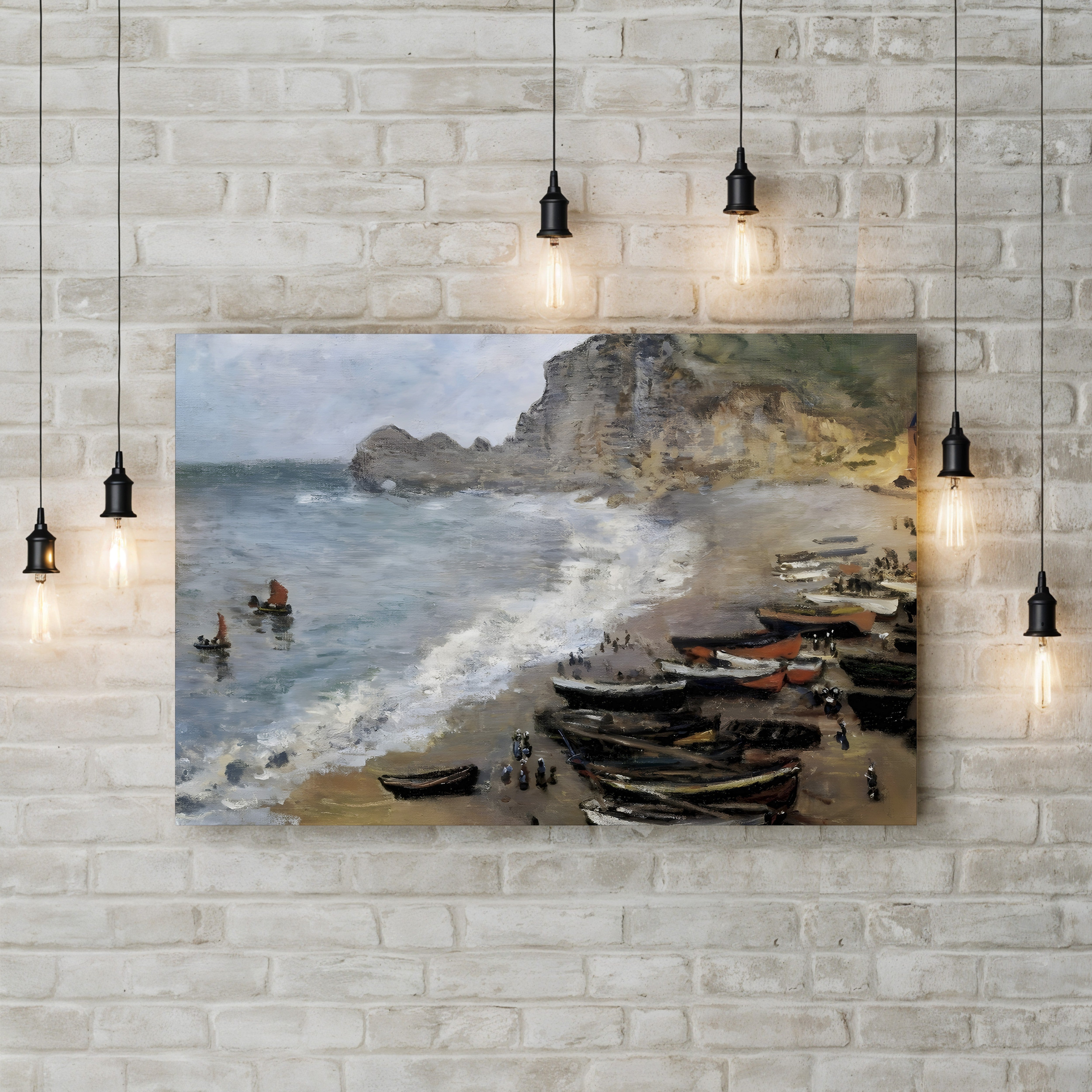 Étretat Beach and the Porte d'Amont – Claude Monet Wall Art | Impressionist Coastal Seascape Print