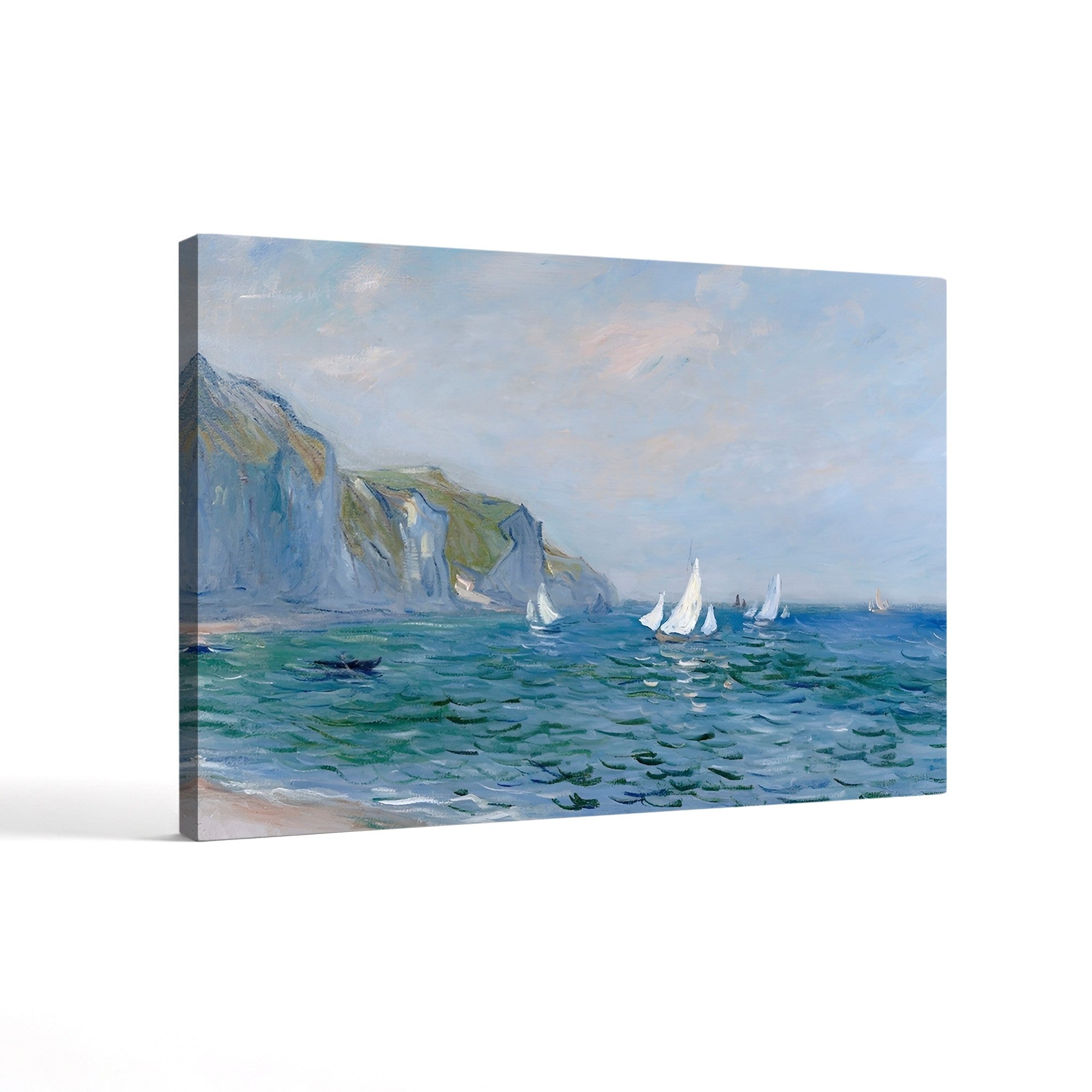Cliffs and Sailboats at Pourville – Claude Monet Wall Art | Impressionist Normandy Coastal Canvas Print