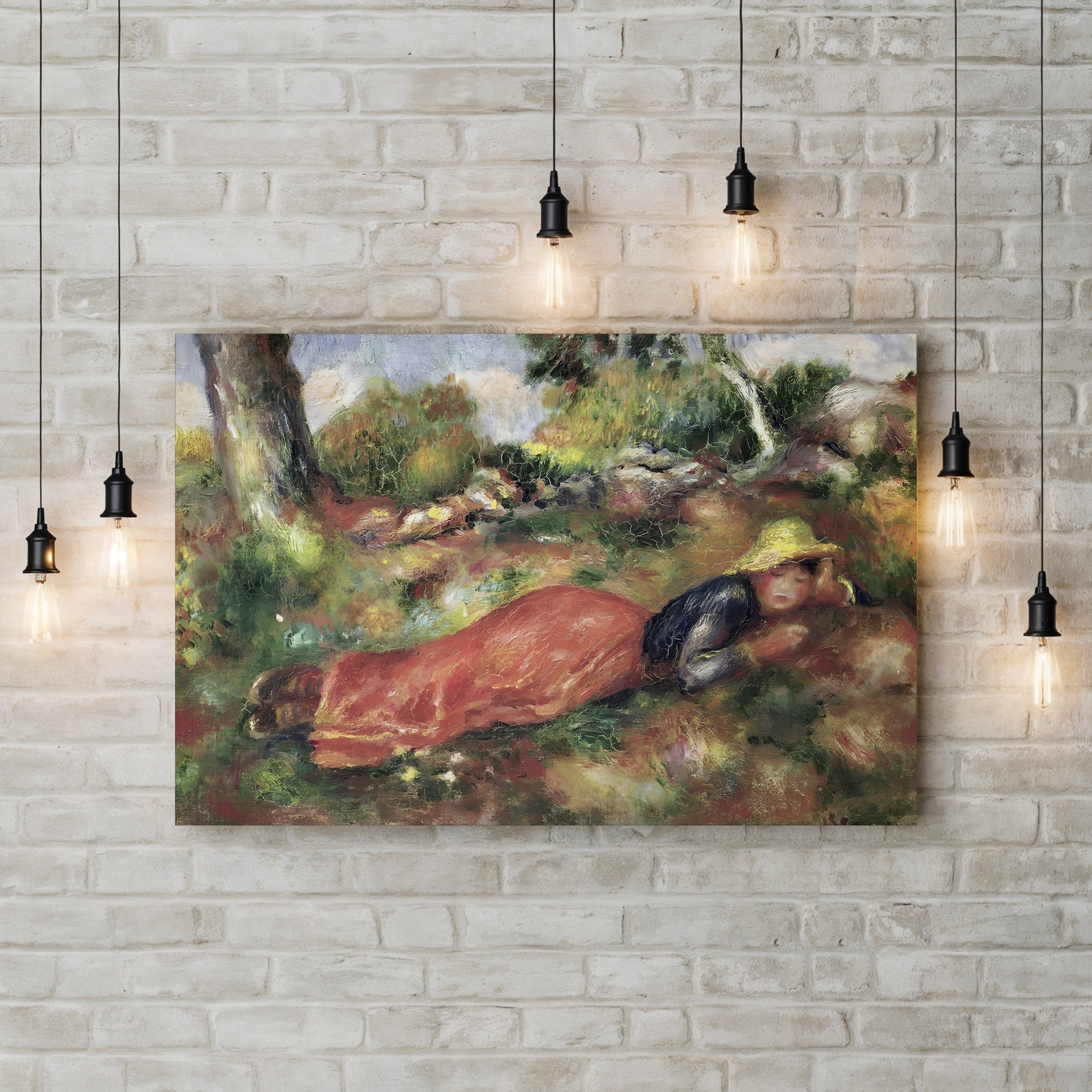Young Girl Sleeping on the Grass – Pierre-Auguste Renoir Wall Art | Impressionist Figure Canvas Print