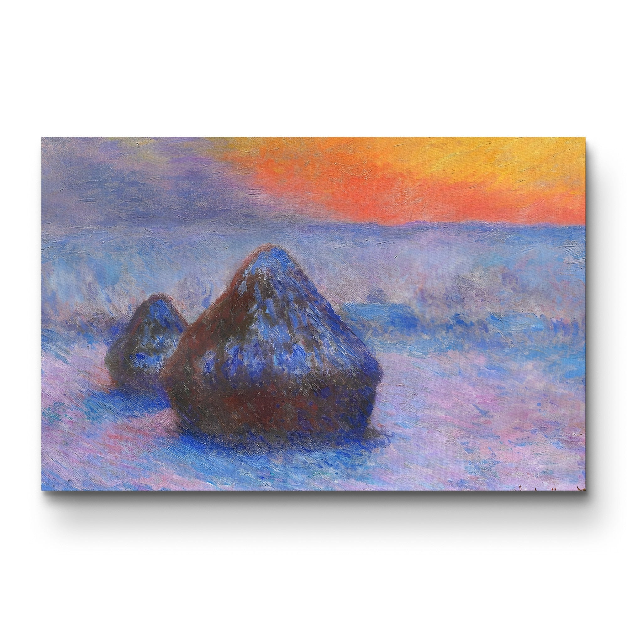 Stacks of Wheat, Sunset, Snow Effect (Meules, Effet de Neige, Soleil Couchant), 1890-91 by Claude Monet