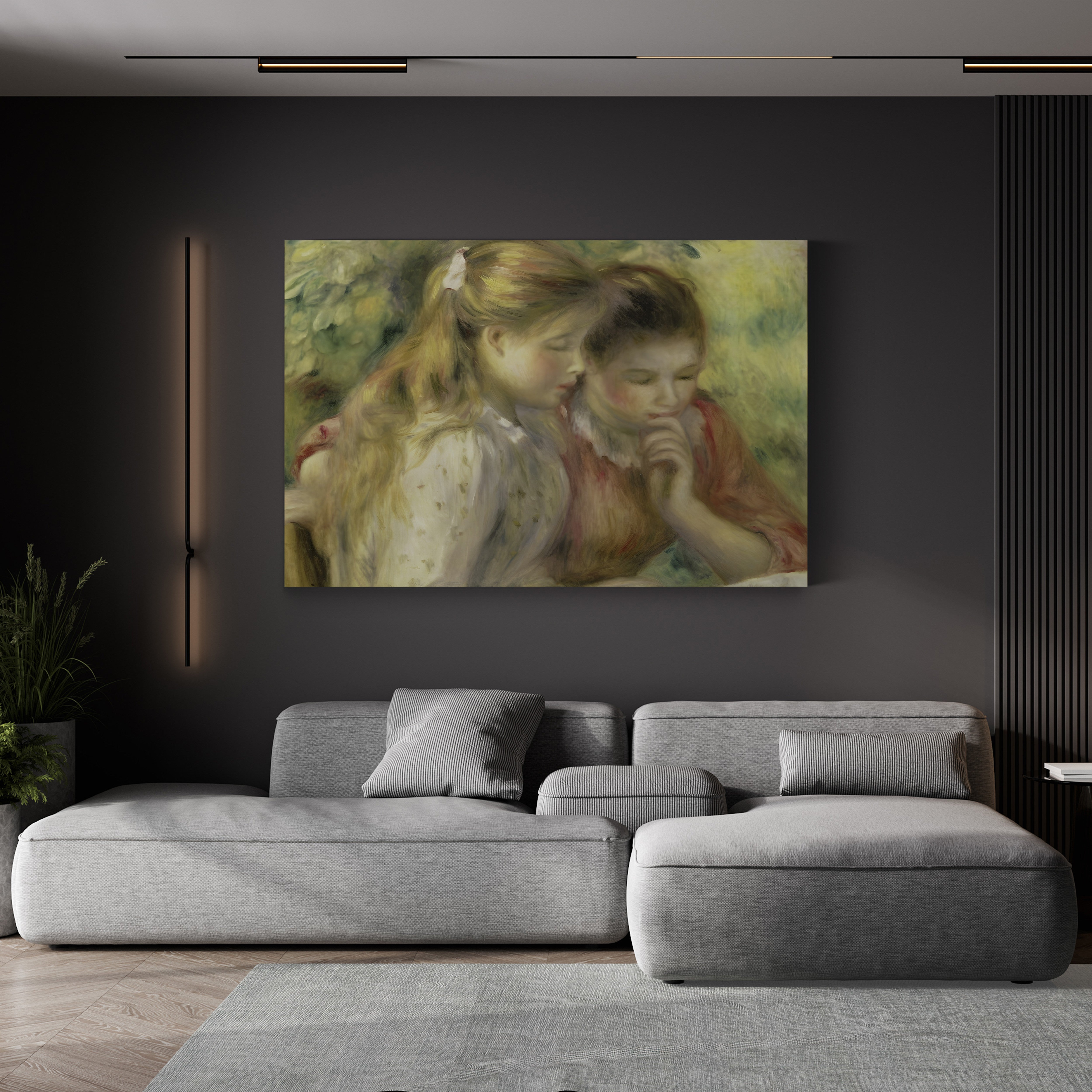 Two Girls Reading, 1892 – Pierre-Auguste Renoir Wall Art | Impressionist Interior Canvas Print