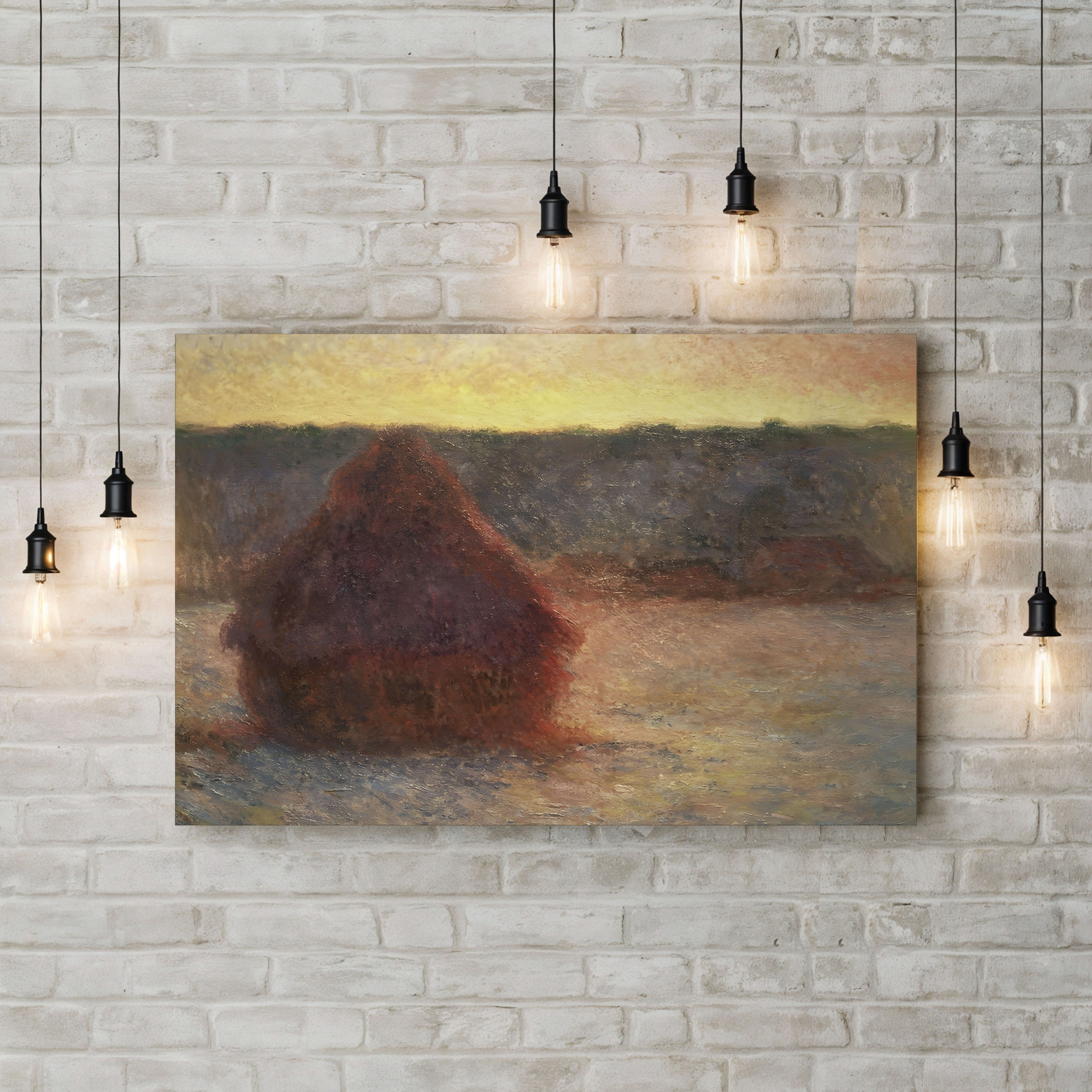 Haystacks at Sunset, Frosty Weather, 1891 – Claude Monet Wall Art | Impressionist Series Canvas Print