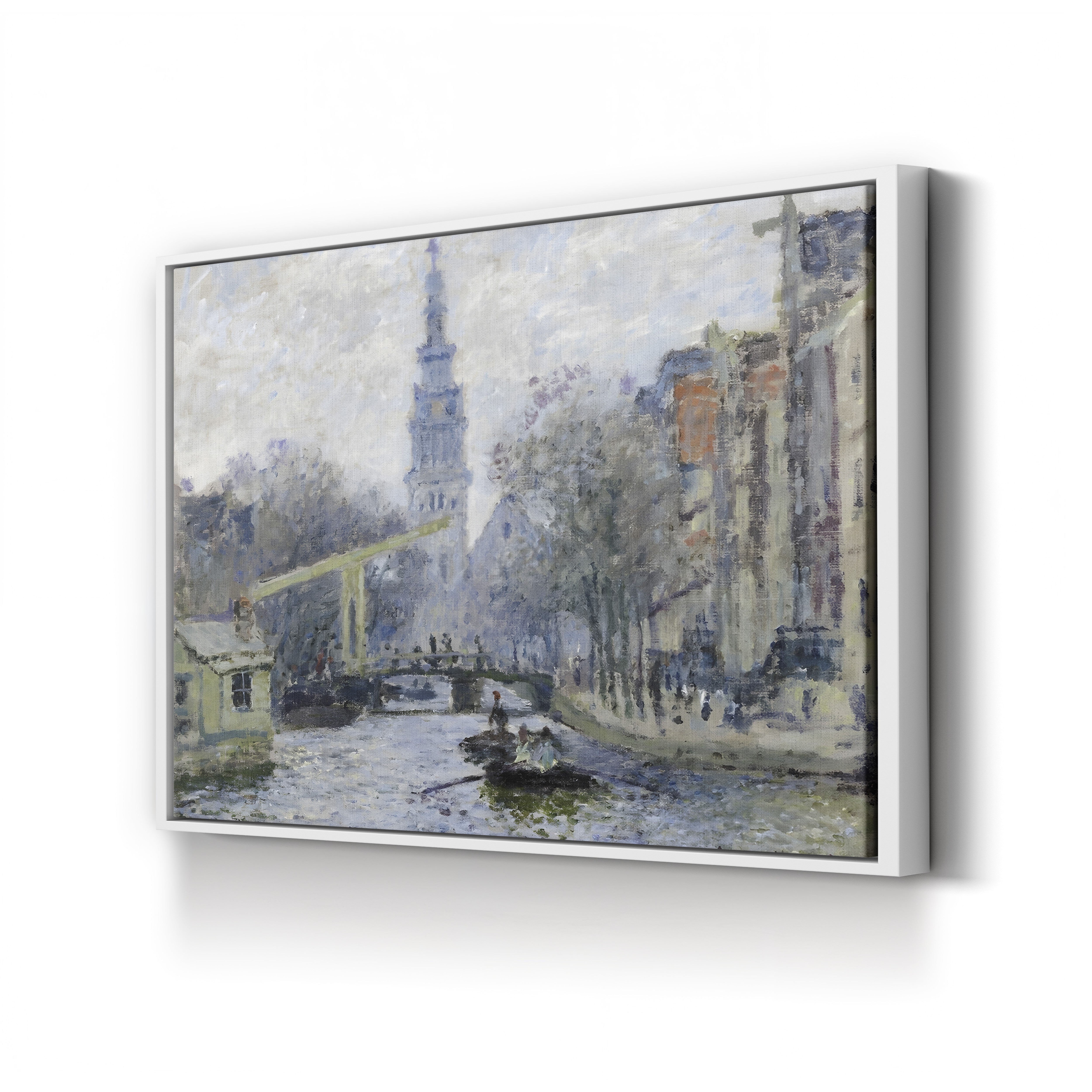 Canal à Amsterdam, 1874 – Claude Monet Wall Art | Early Impressionist Dutch Canalside Canvas Print