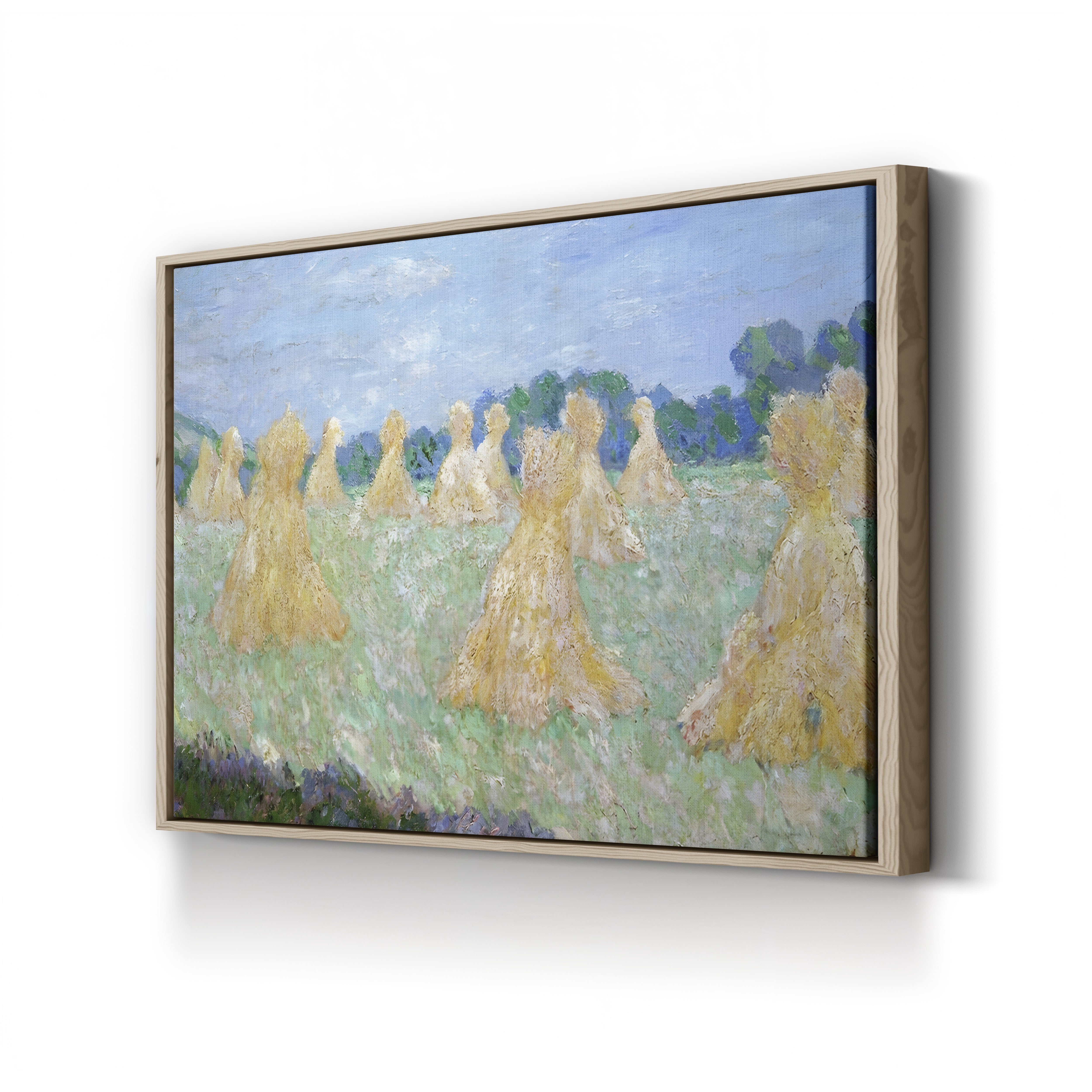 Haystacks: The Young Ladies of Giverny, Sun Effect – Claude Monet Wall Art | Impressionist Series Canvas Print