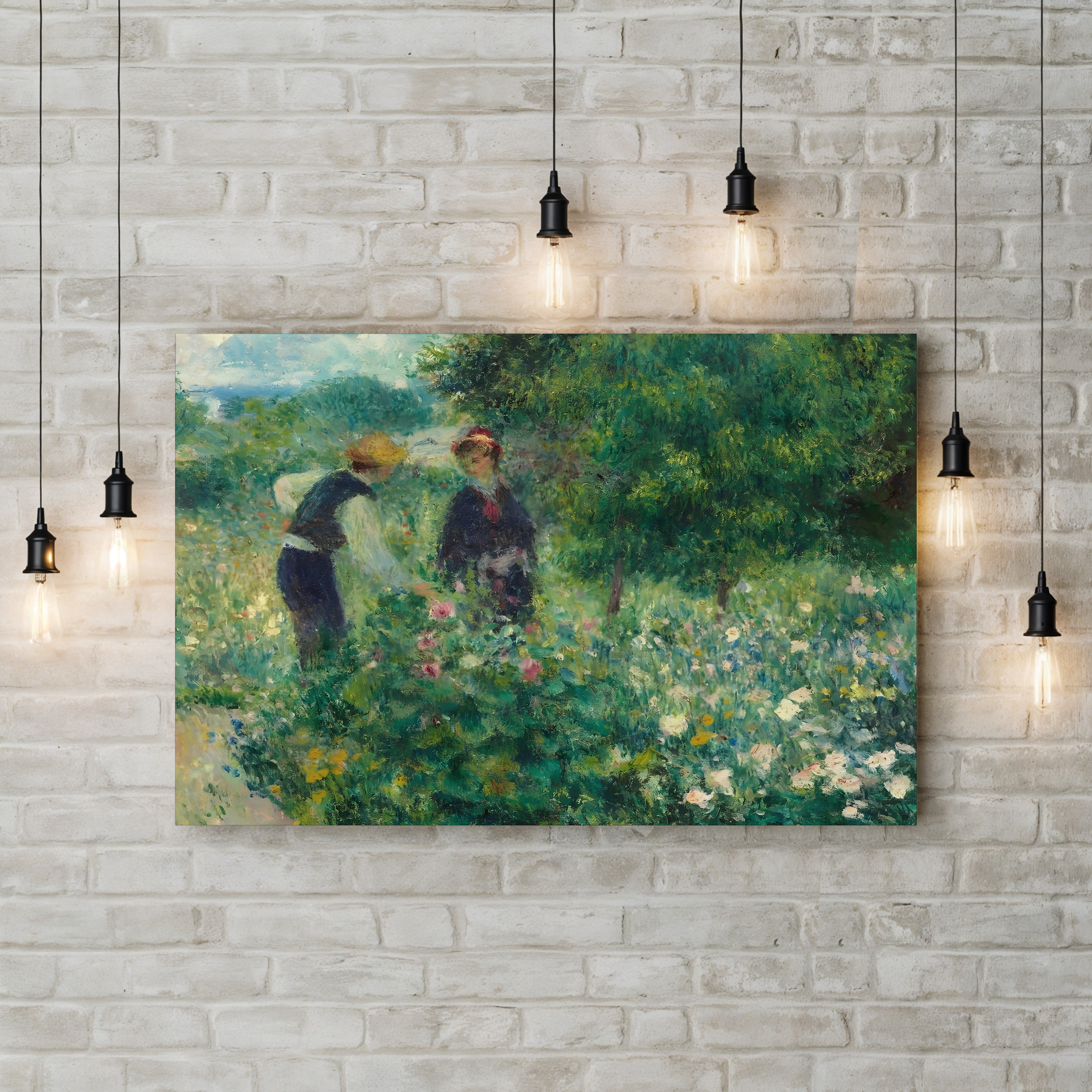Picking Flowers, 1875 – Renoir Wall Art | Impressionist Pastoral Canvas