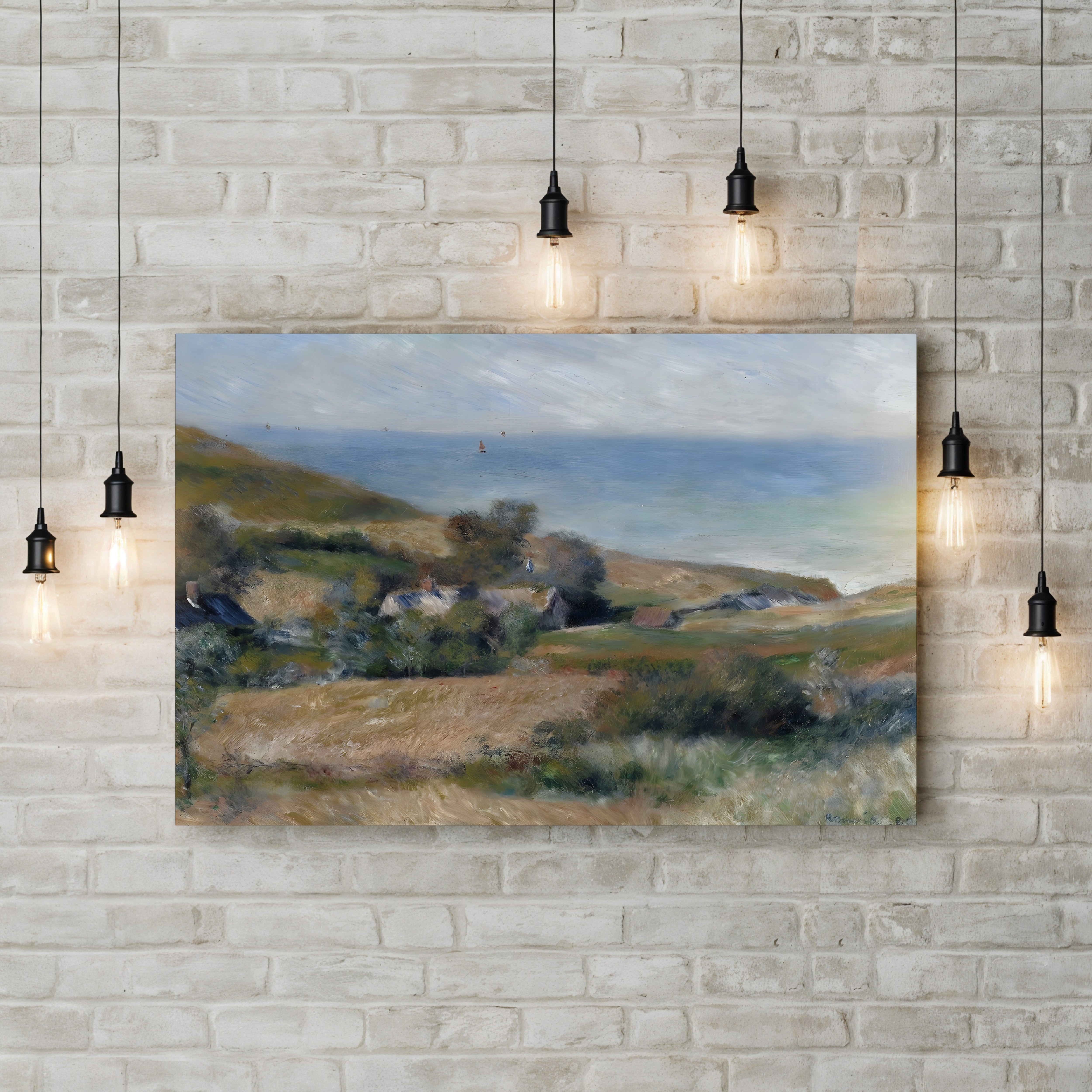 View of the Seacoast near Wargemont in Normandy – Pierre-Auguste Renoir Wall Art | Impressionist Seascape Canvas Print