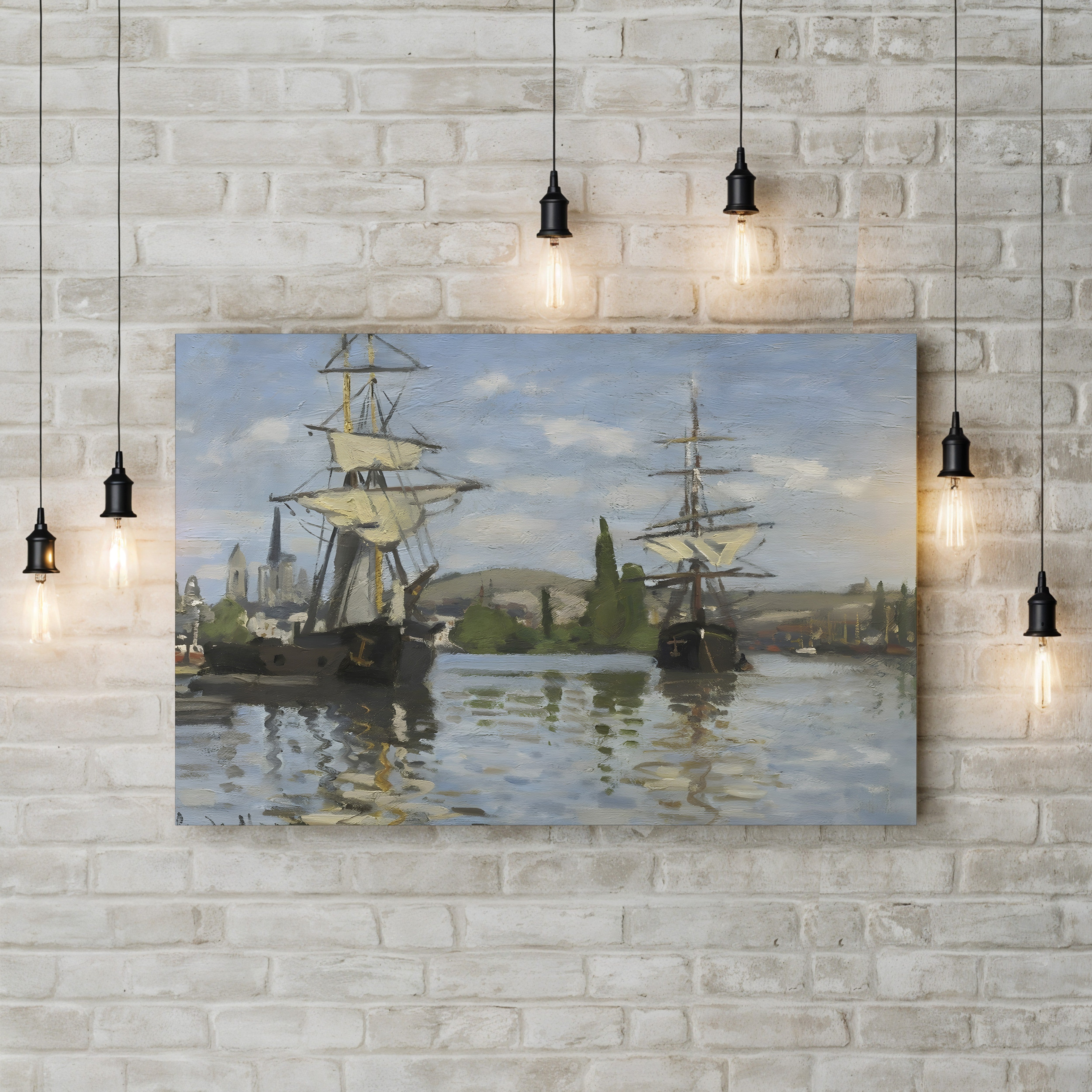 Ships Riding on the Seine at Rouen, 1872-73 by Claude Monet