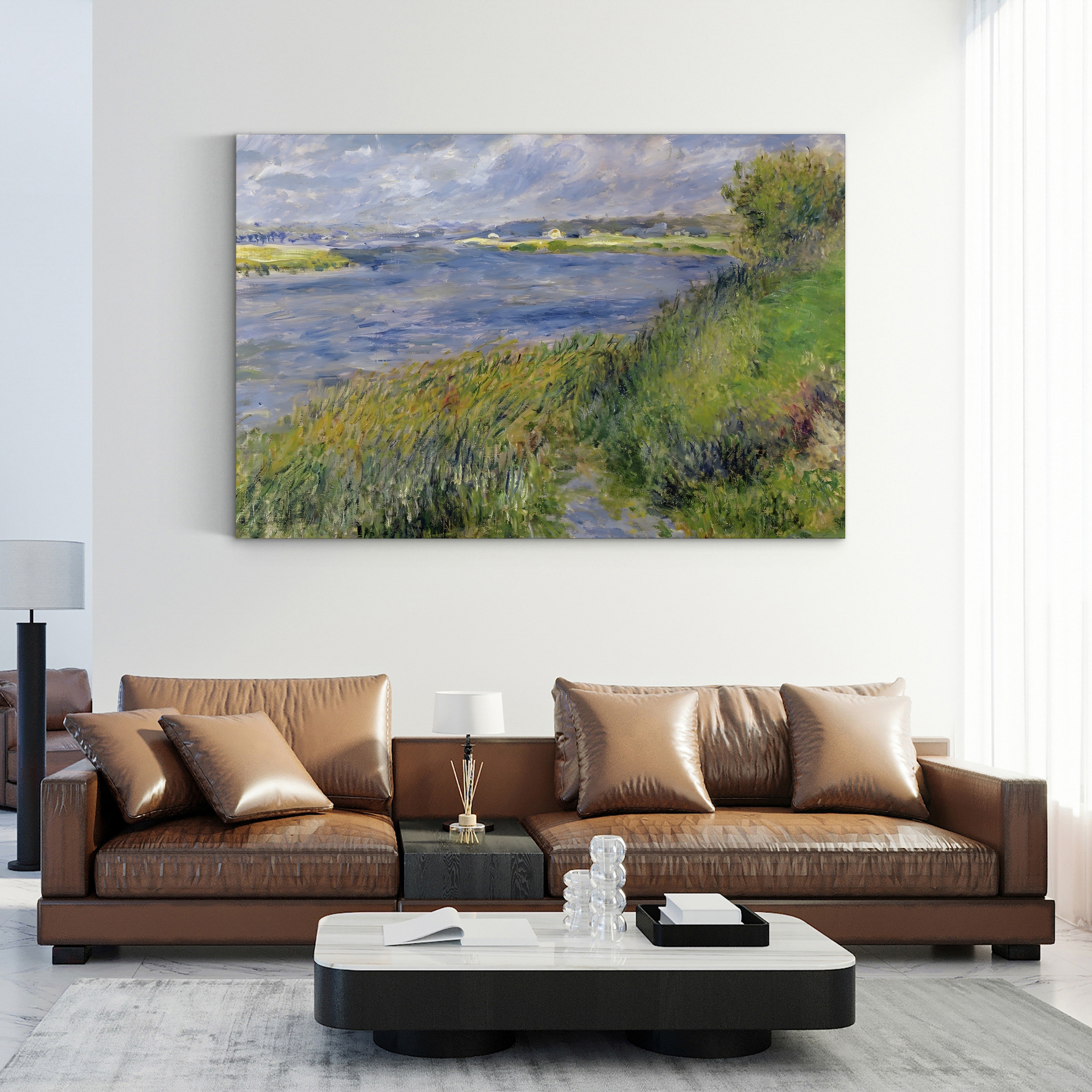 The Banks of the Seine, Champrosay, 1876 – Pierre-Auguste Renoir Wall Art | Impressionist River Canvas Print
