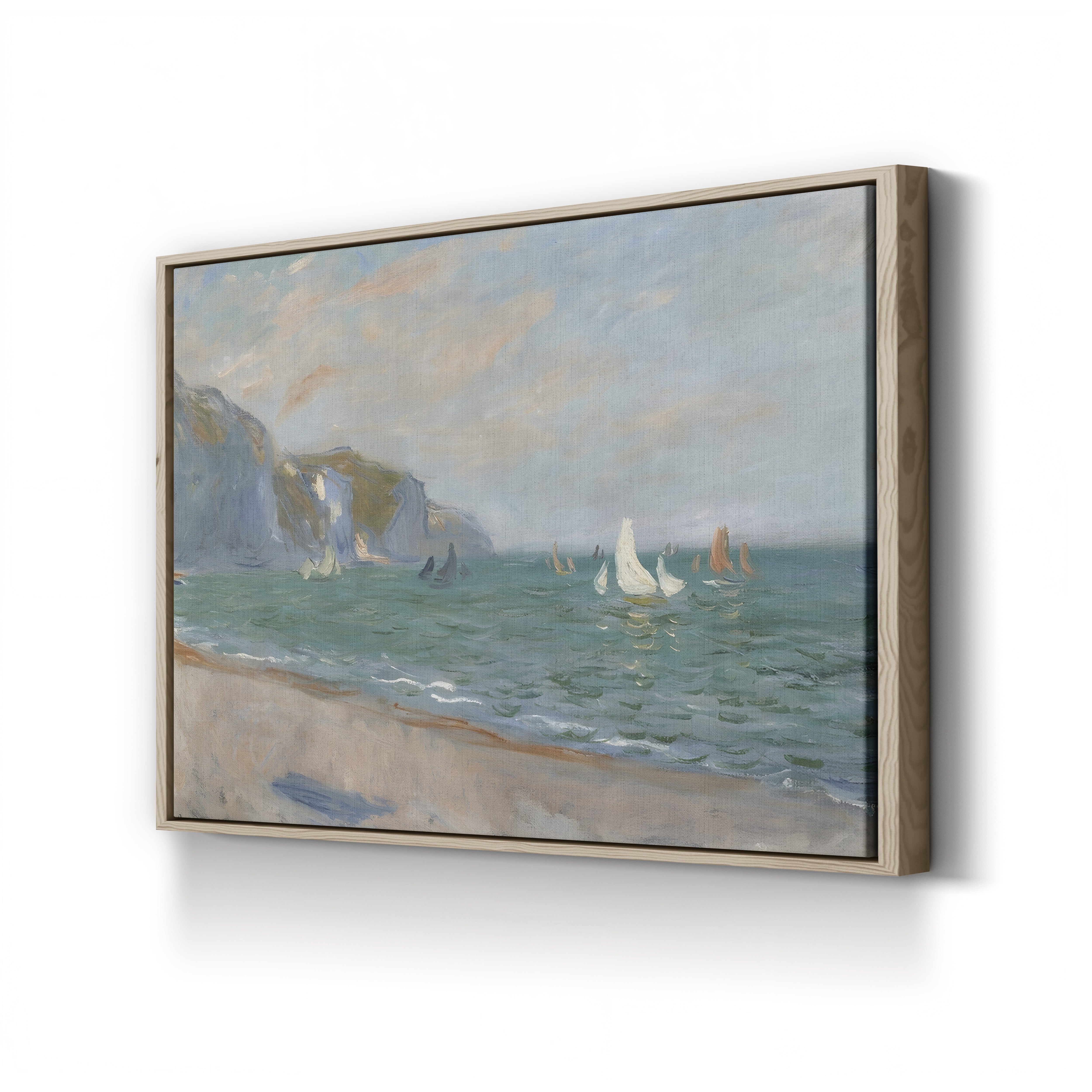 Boats Below the Pourville Cliffs, 1882 – Claude Monet Wall Art | Impressionist Normandy Coastal Canvas Print