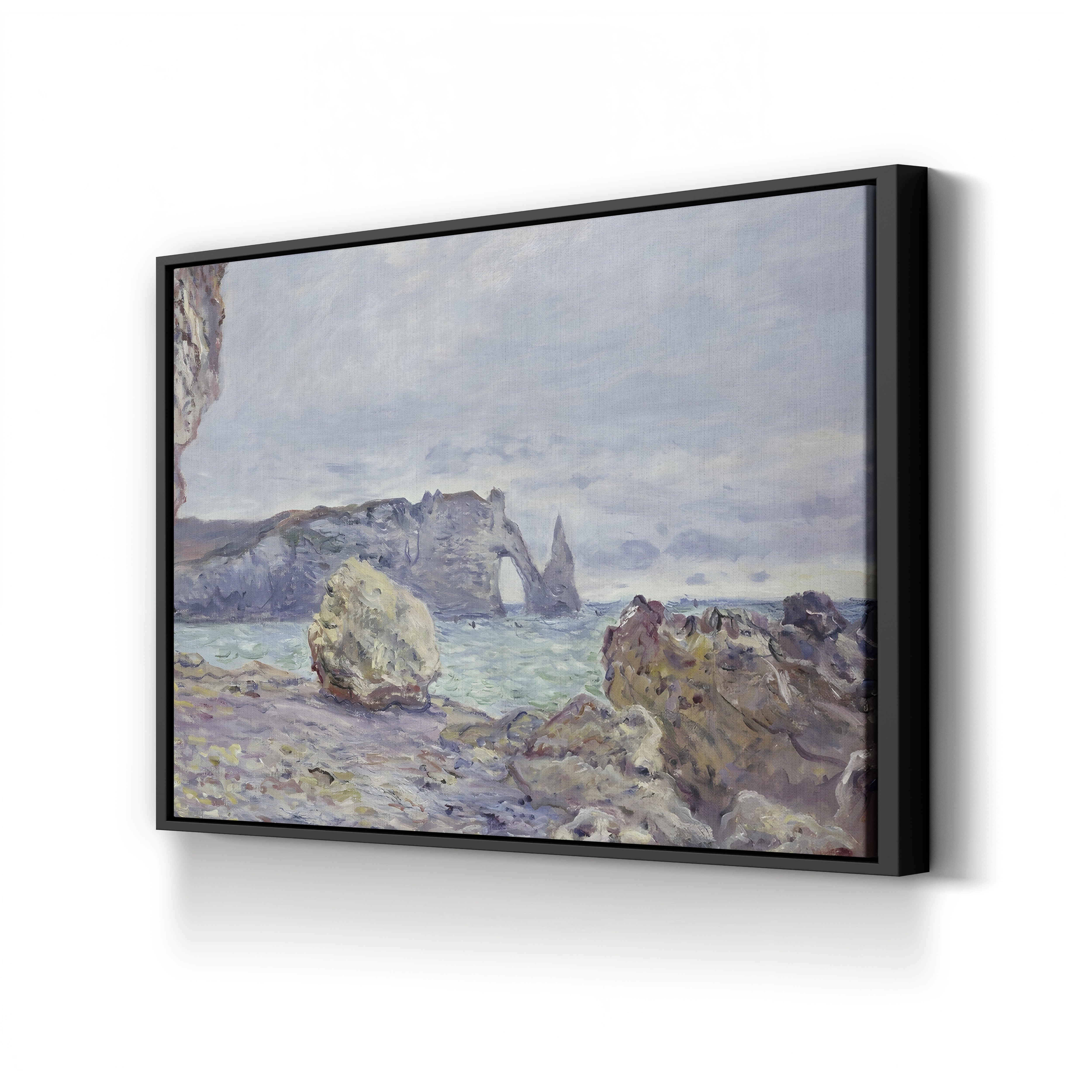 Étretat, the Beach and the Porte d'Aval, 1884 – Claude Monet Wall Art | Iconic Impressionist Normandy Cliff Canvas Print