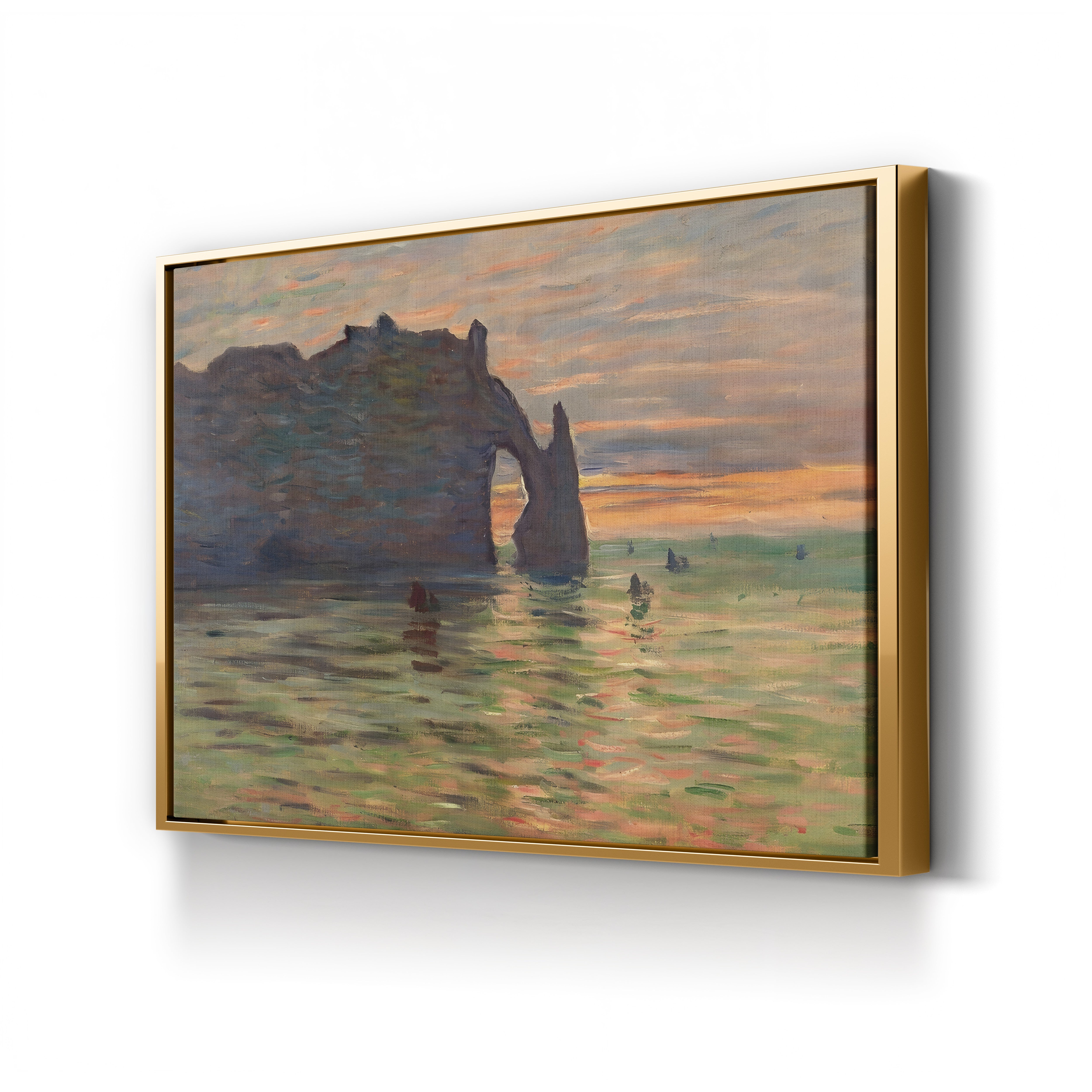 Coucher de Soleil à Étretat – Claude Monet Wall Art | Impressionist Normandy Sunset Canvas Print