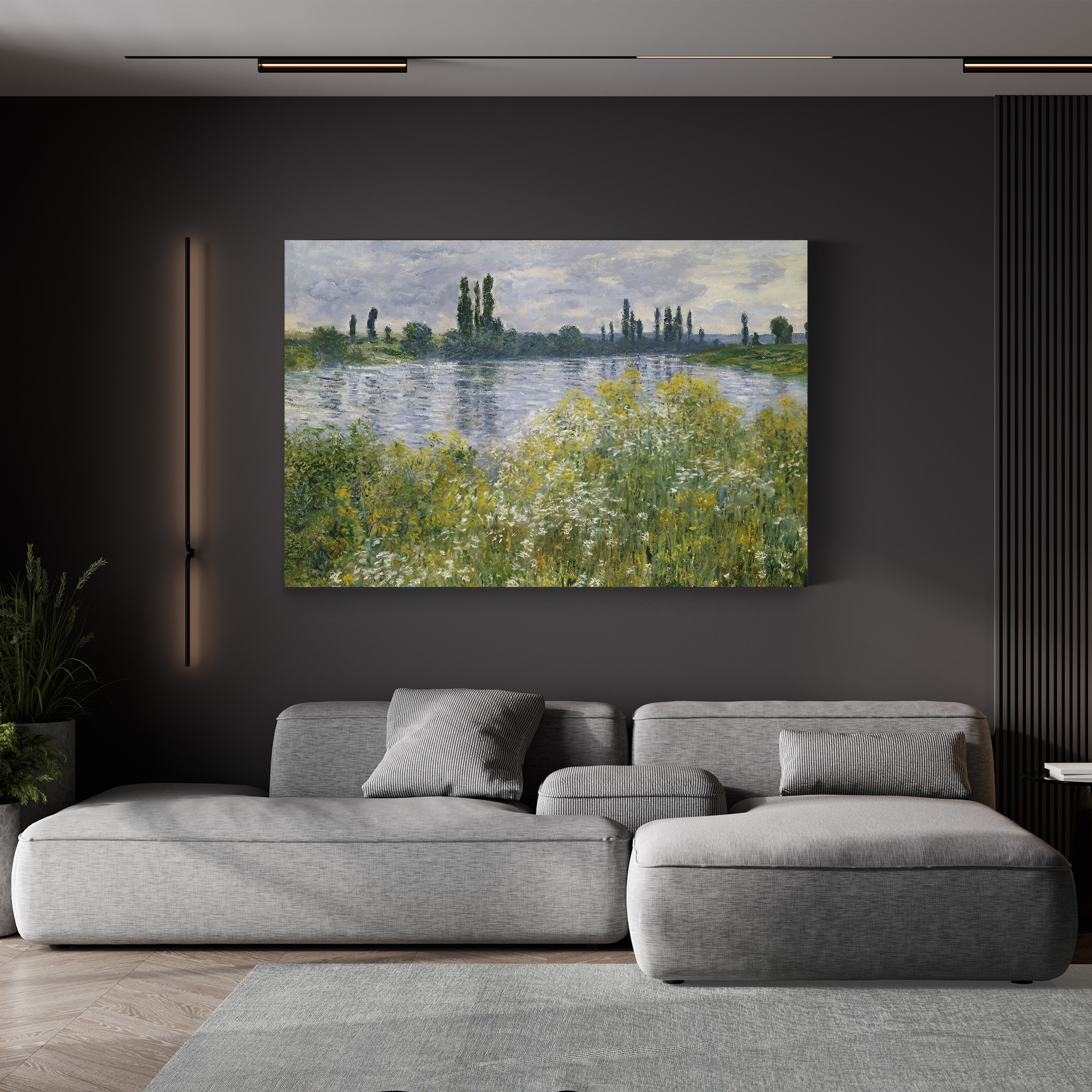 Banks of the Seine, Vétheuil, 1880 – Claude Monet Wall Art | Impressionist Seine Landscape Canvas Print