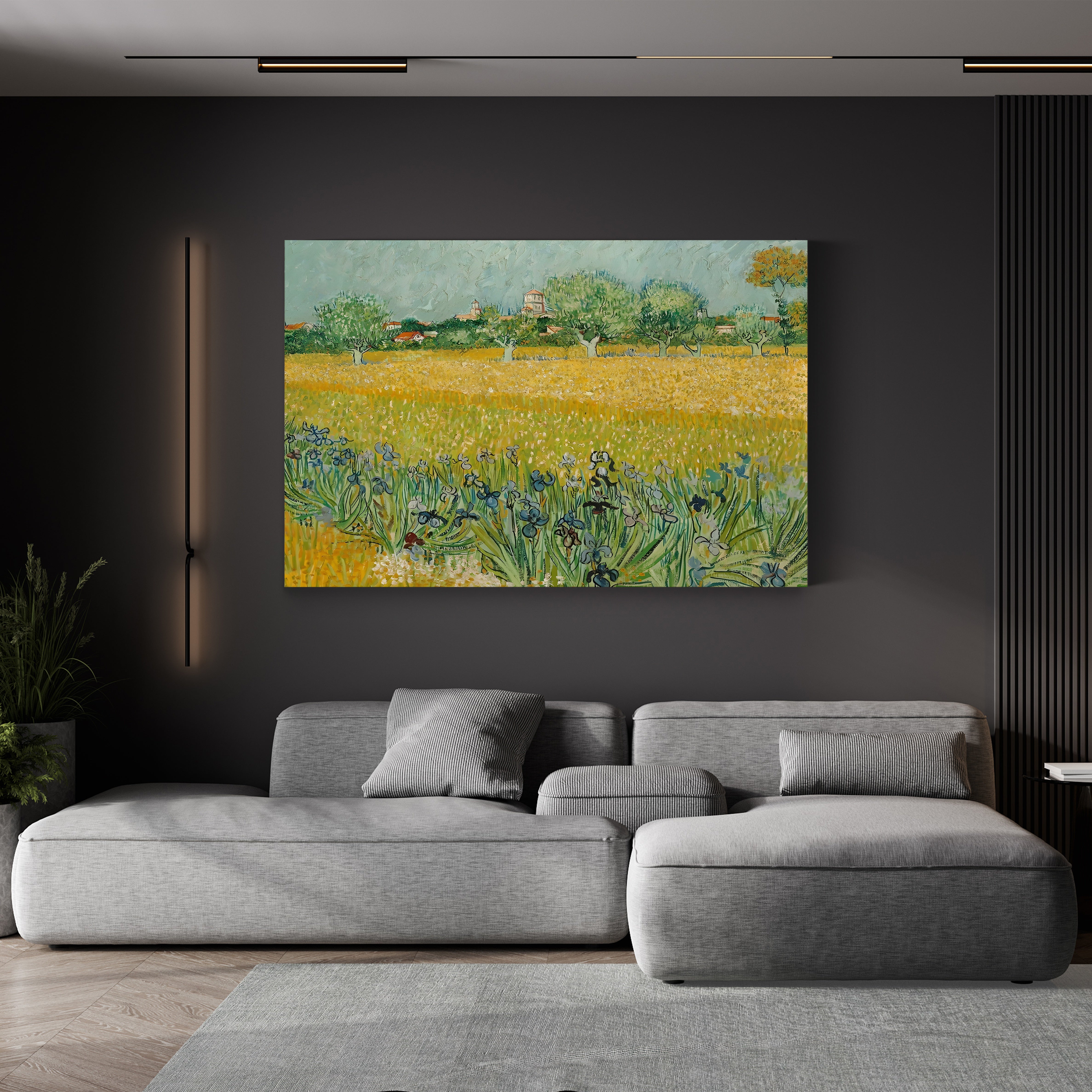 Field with Irises Near Arles – Vincent van Gogh Wall Art | Post-Impressionist Landscape Canvas Print