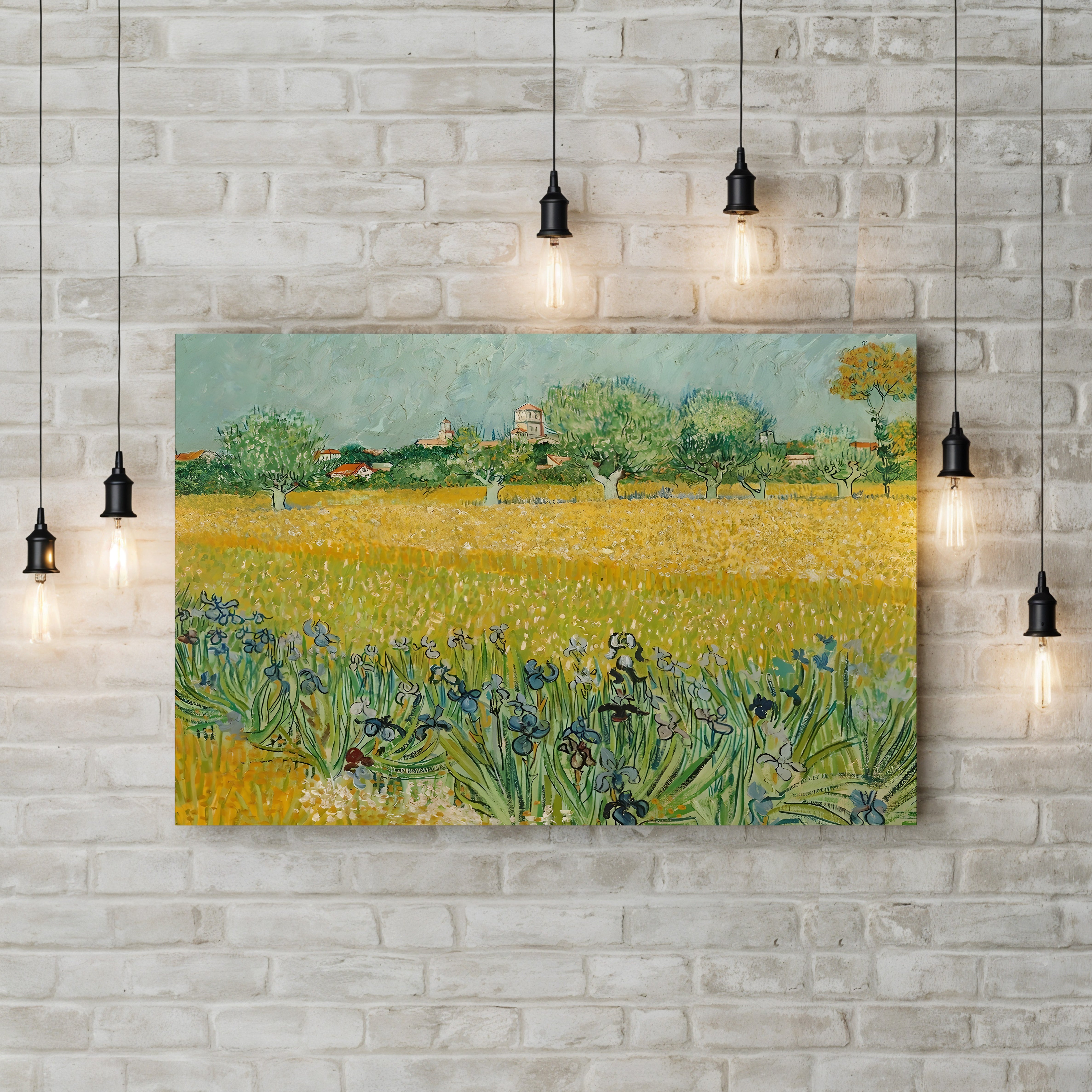 Field with Irises Near Arles – Vincent van Gogh Wall Art | Post-Impressionist Landscape Canvas Print