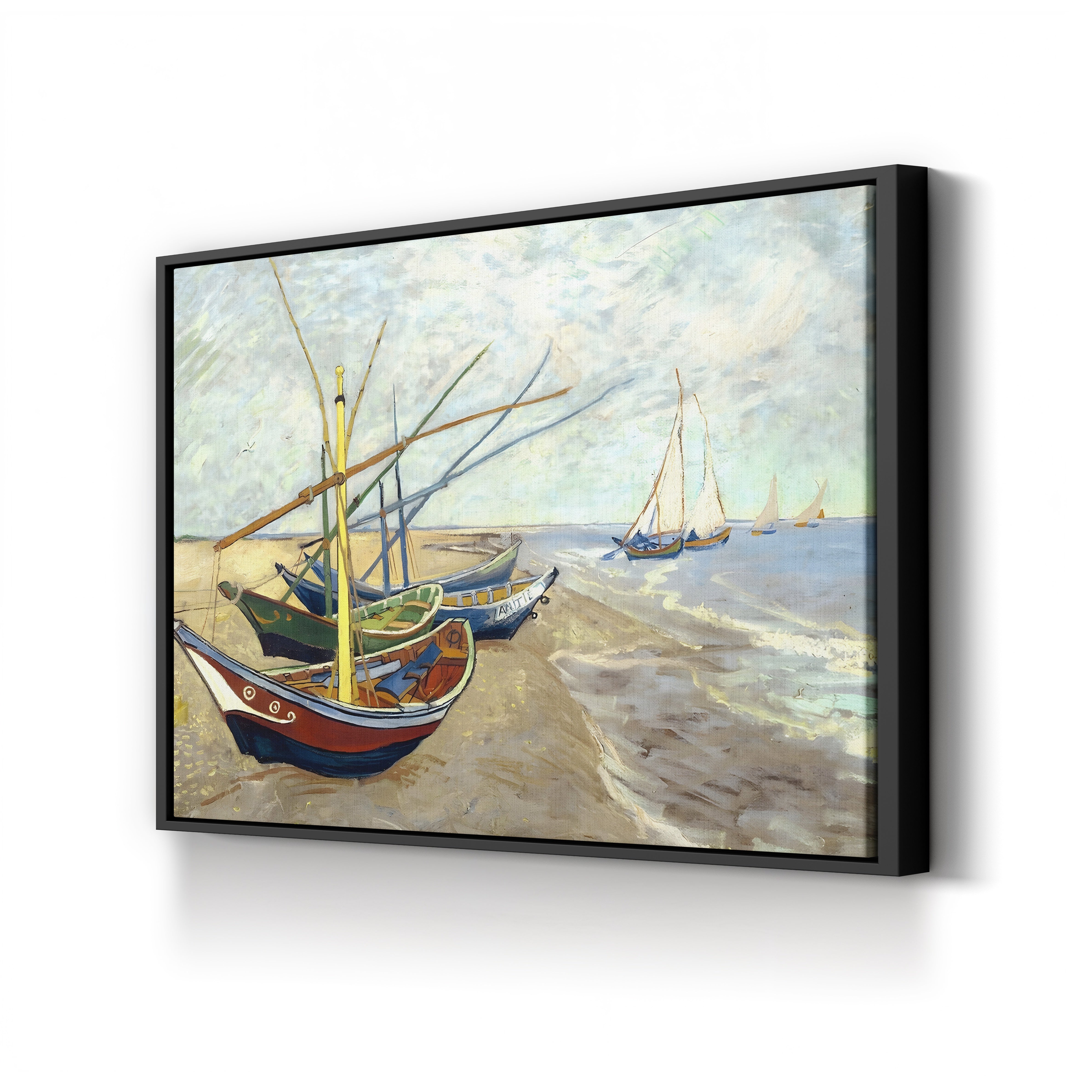 Fishing Boats on the Beach at Saintes-Maries-de-la-Mer, 1888 – Vincent van Gogh Wall Art | Post-Impressionist Coastal Canvas Print
