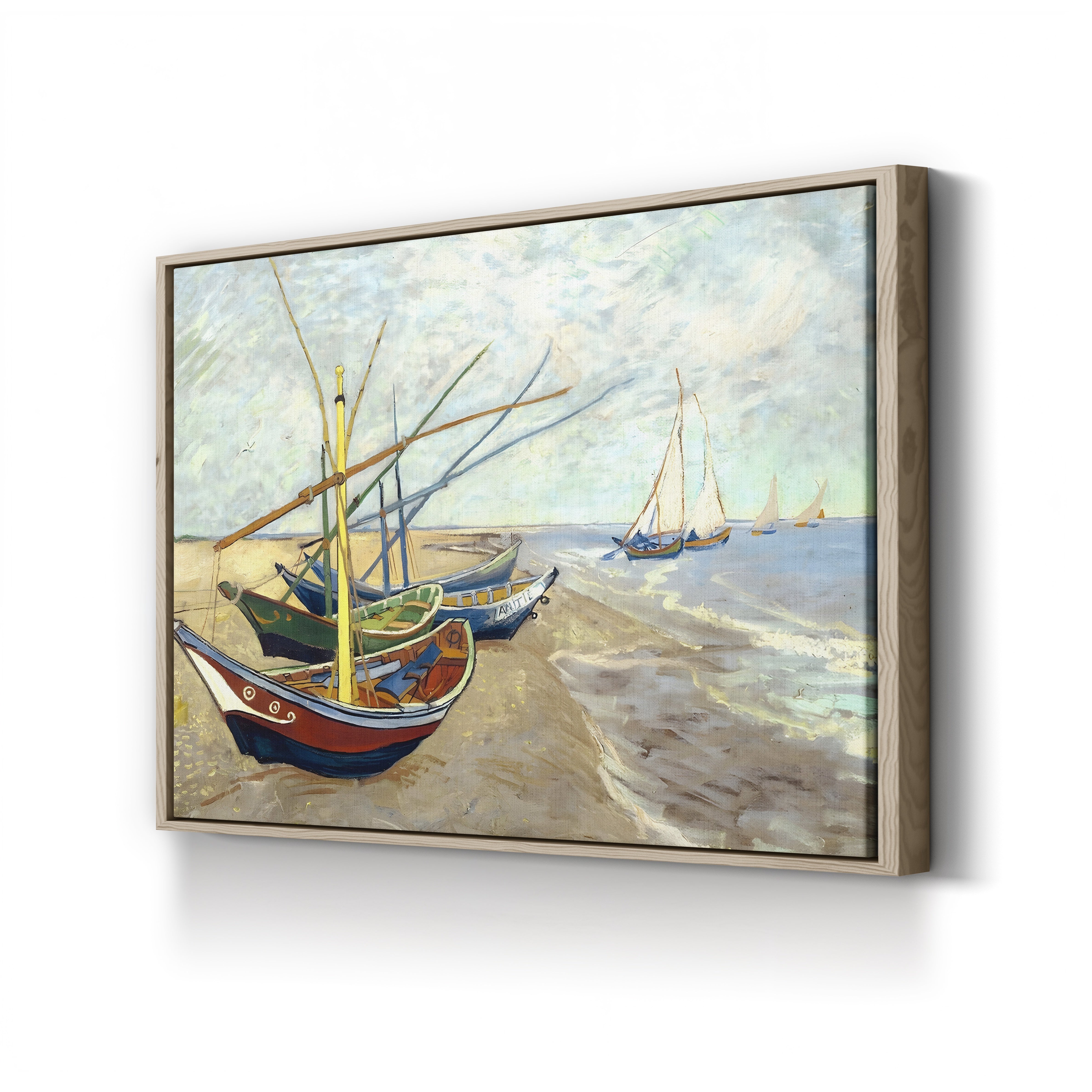 Fishing Boats on the Beach at Saintes-Maries-de-la-Mer, 1888 – Vincent van Gogh Wall Art | Post-Impressionist Coastal Canvas Print