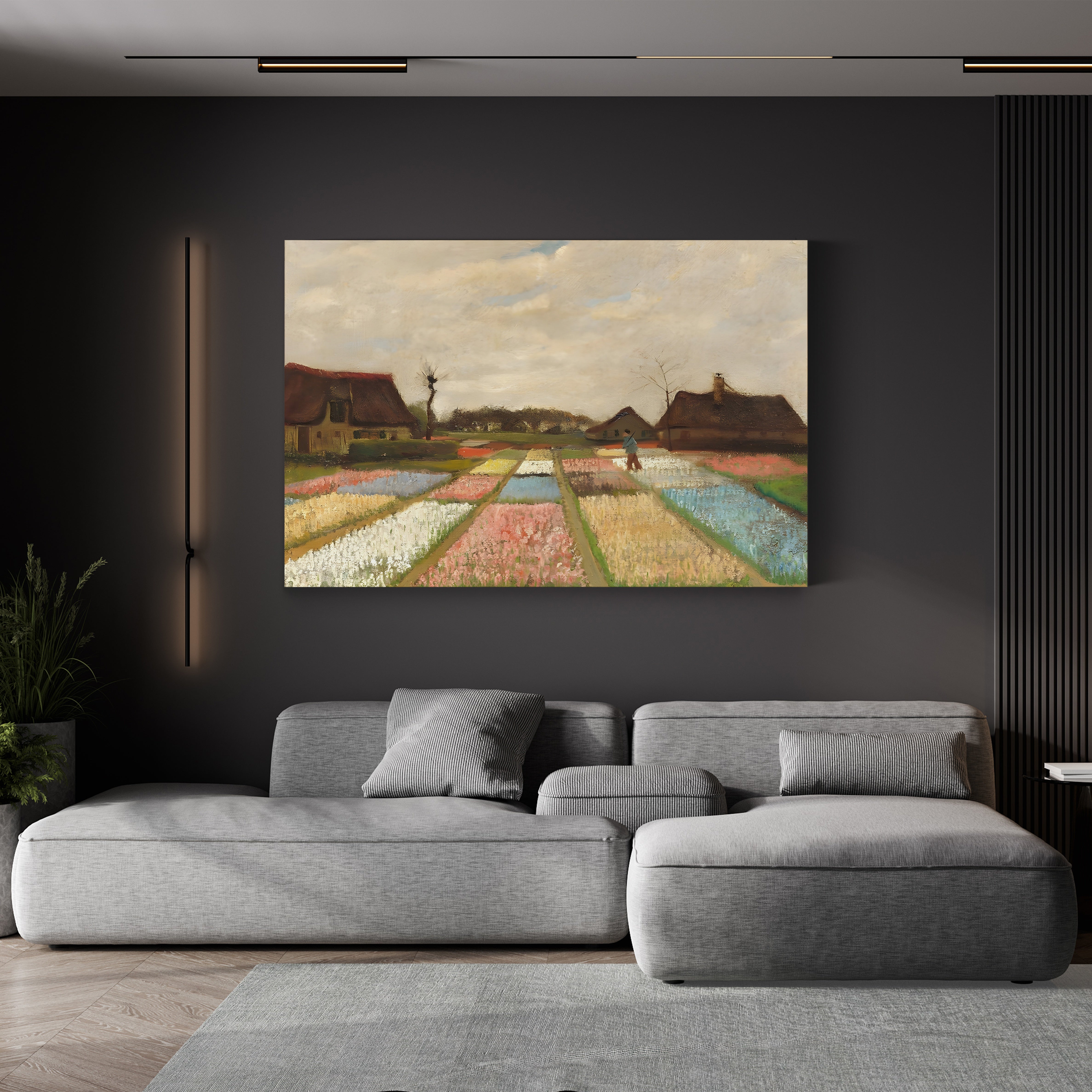 Flower Beds in Holland, 1883 – Vincent van Gogh Wall Art | Early Dutch Landscape Canvas Print