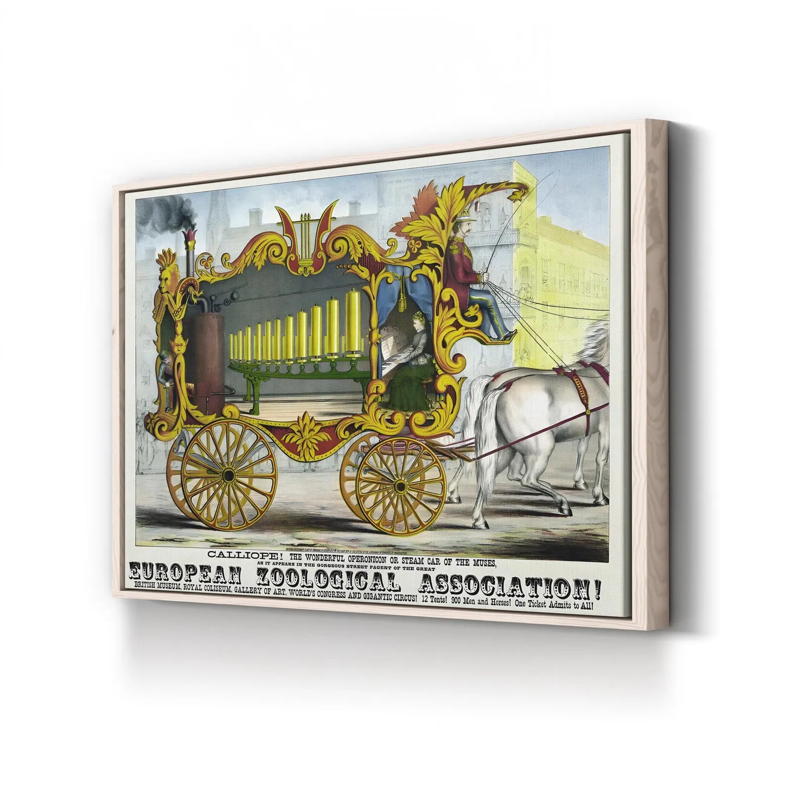Circus Steam Organ Calliope – Period Illustration Wall Art | Retro Circus Poster Canvas Print