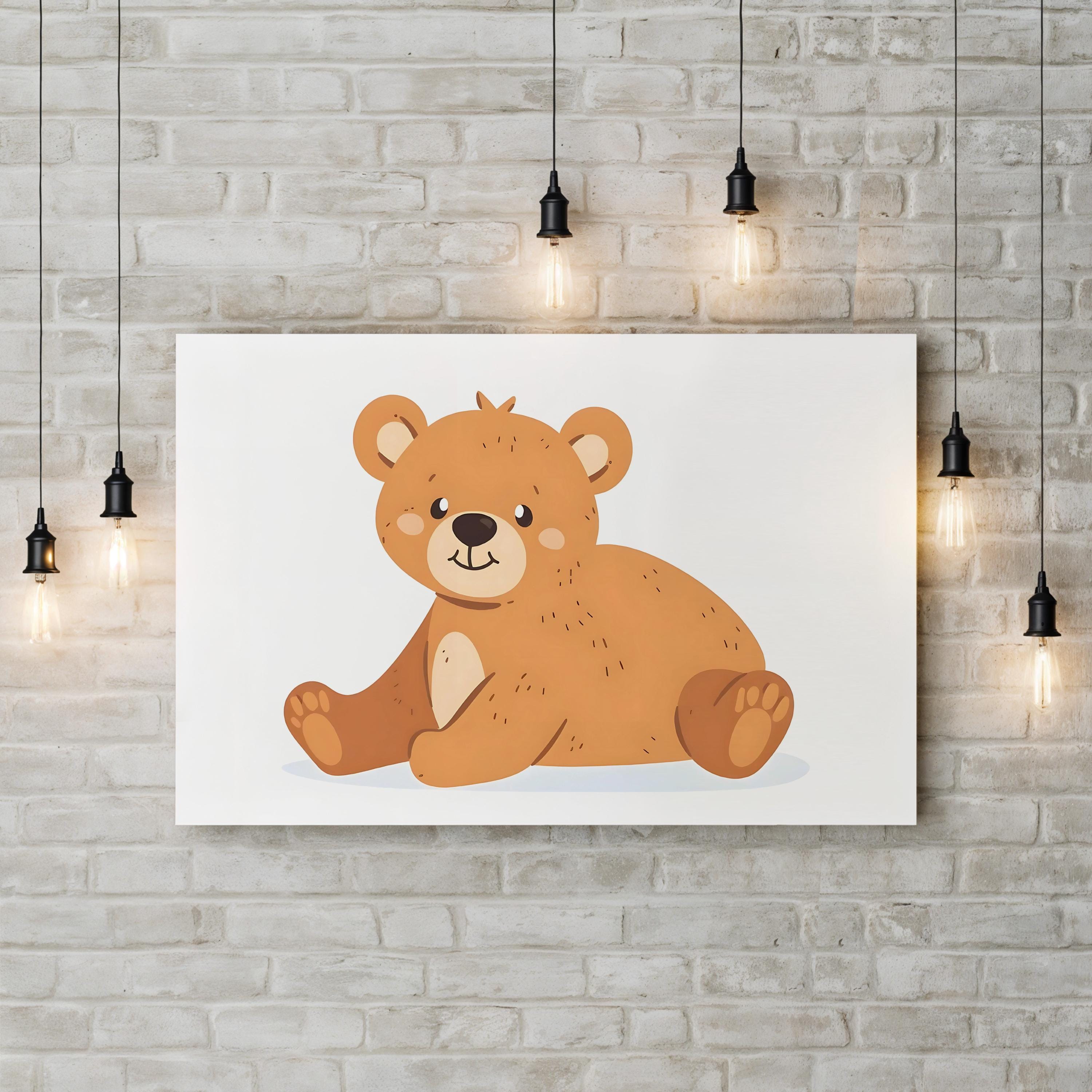 Cute Bear Nursery Wall Art: Woodland Animal Illustration Print