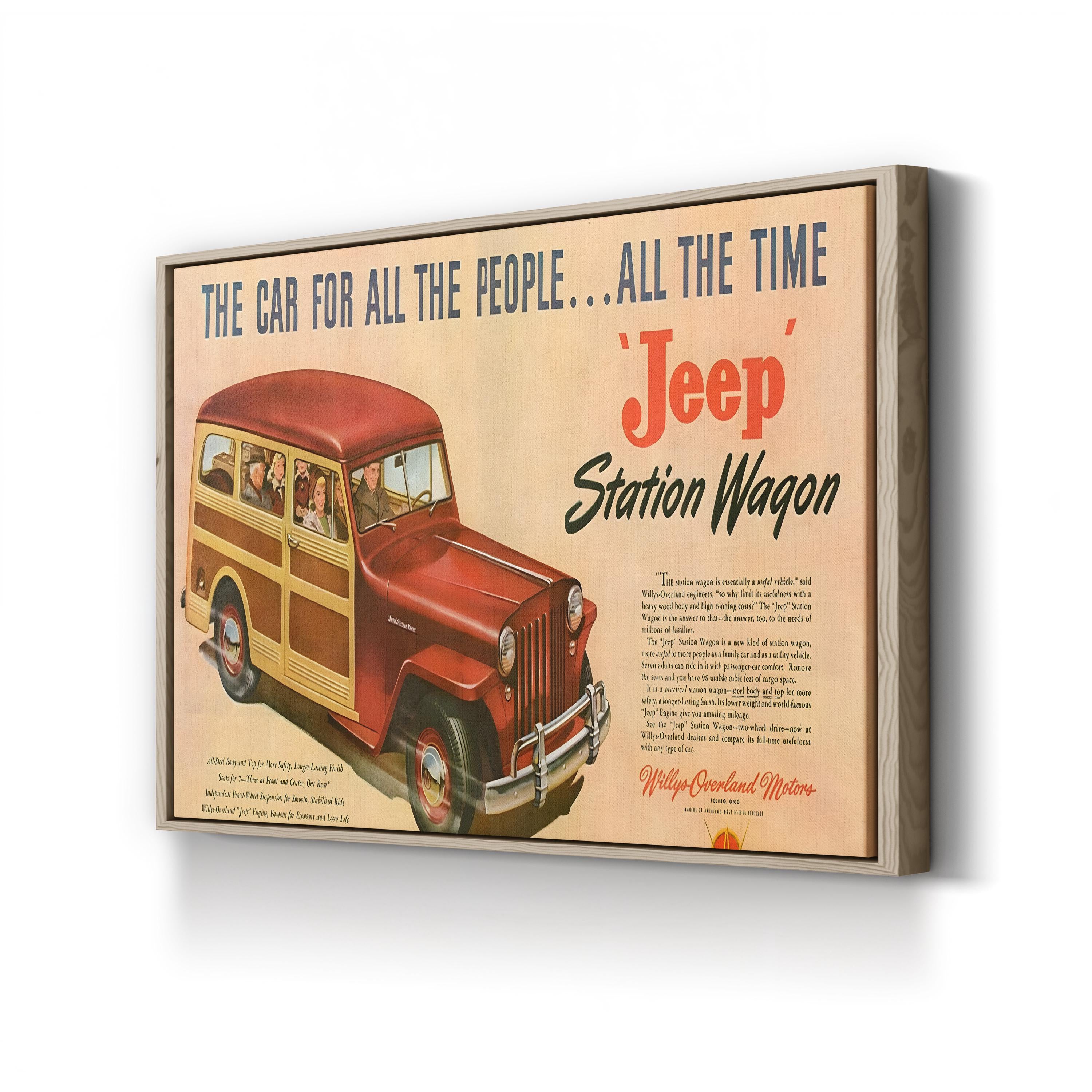 Willys Station Wagon Advert, 1940s – Period Advertisement Wall Art | American Automotive Canvas Print