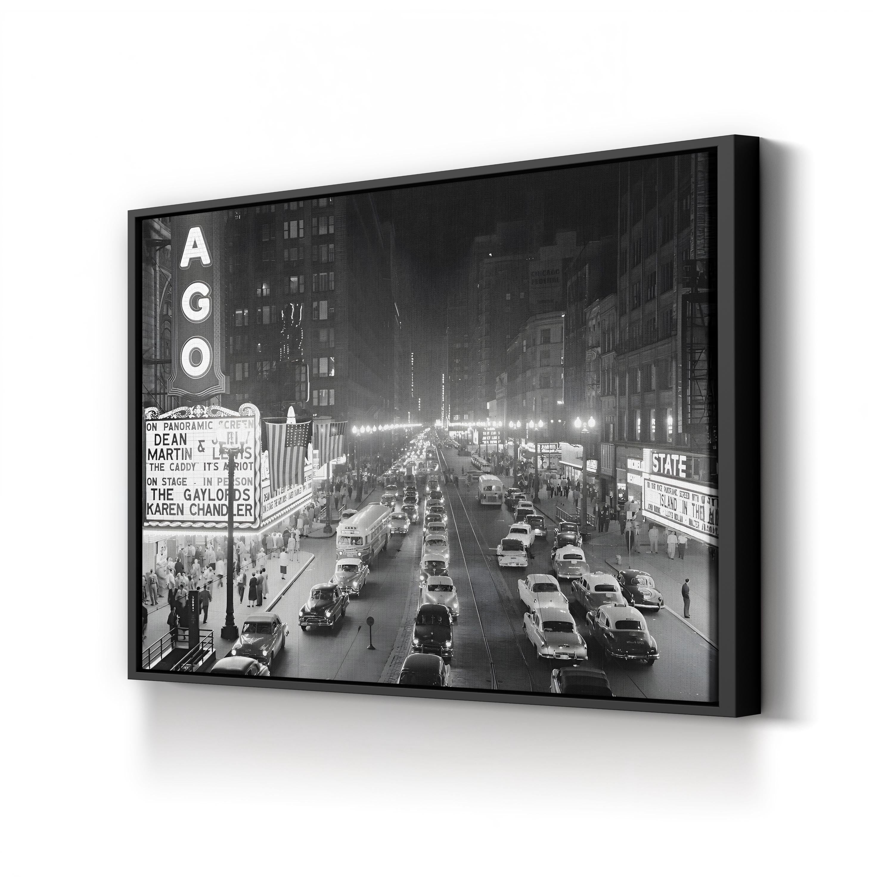 Chicago State Street, 1950s – Vintage Photography Wall Art | Vintage Cityscape Canvas Print
