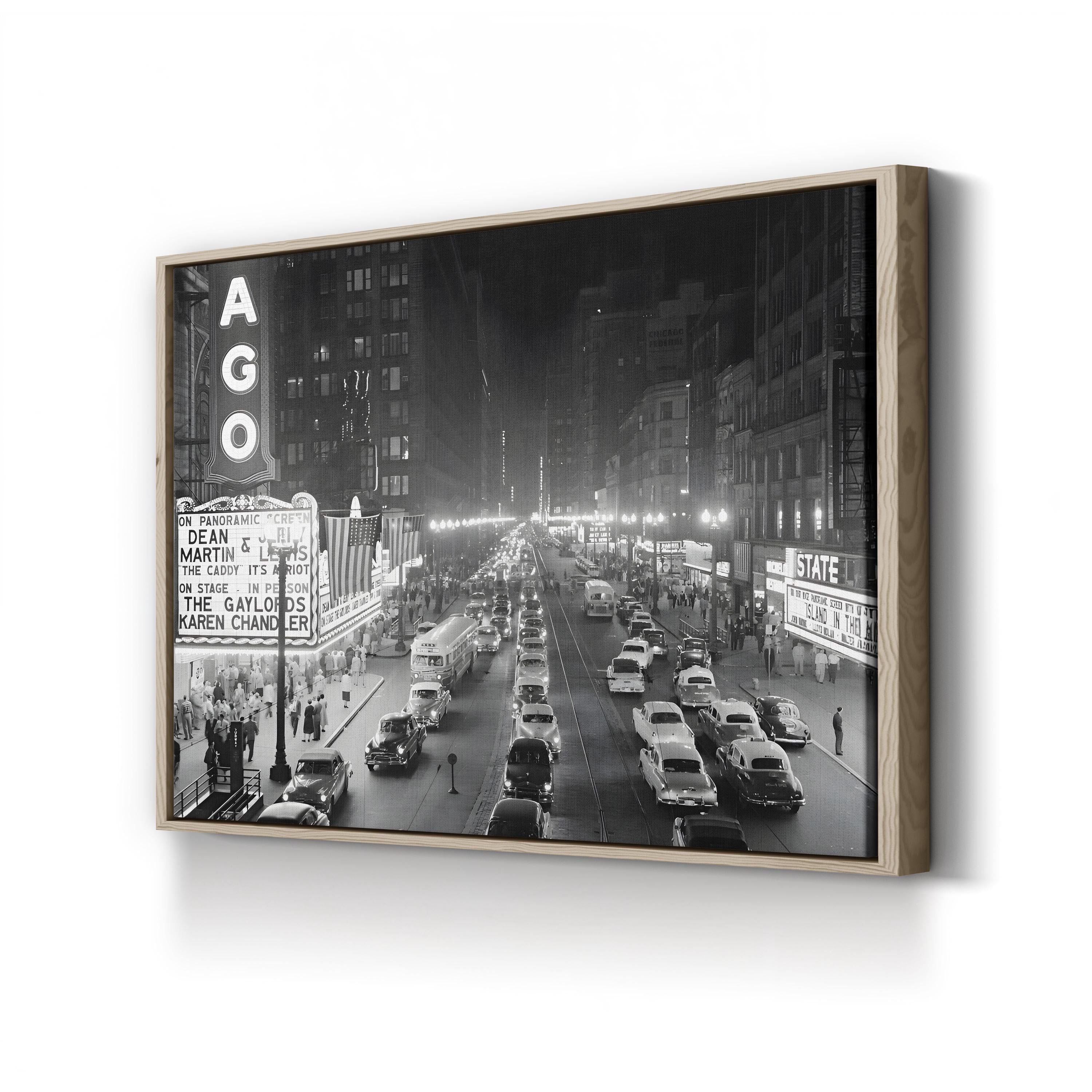 Chicago State Street, 1950s – Vintage Photography Wall Art | Vintage Cityscape Canvas Print